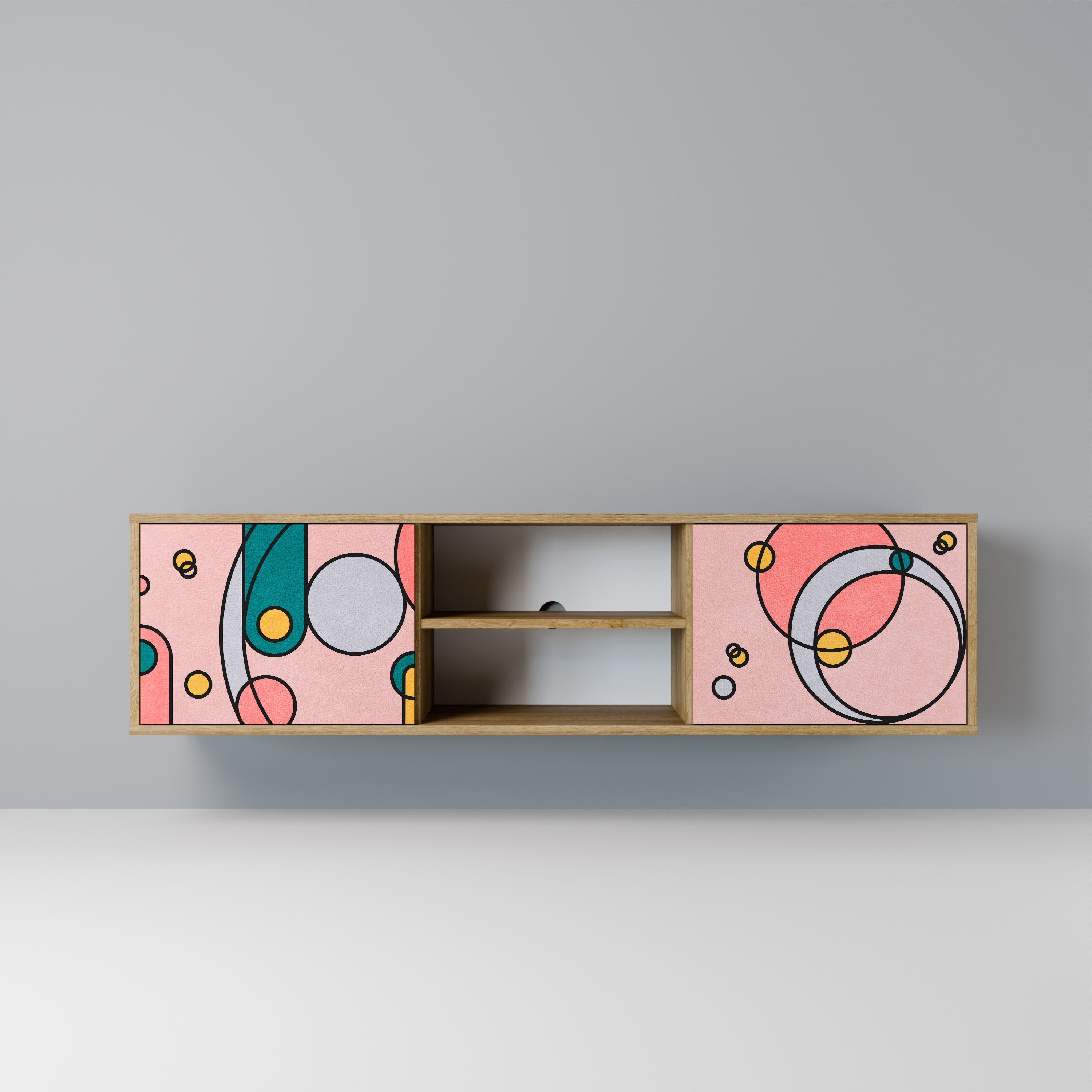 Meuble TV 2 portes GOSSAMER ECHOES effet chêne