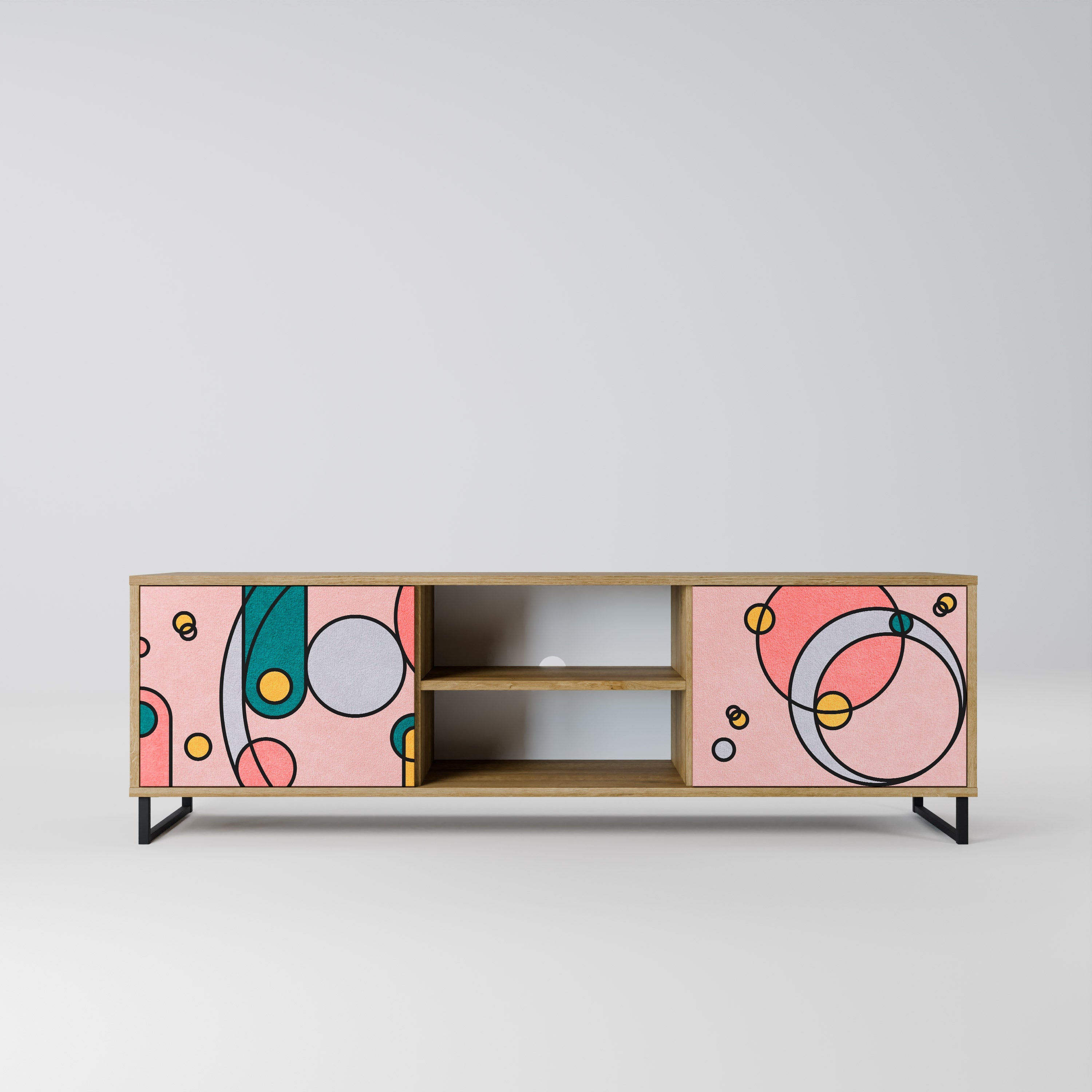 Meuble TV 2 portes GOSSAMER ECHOES effet chêne