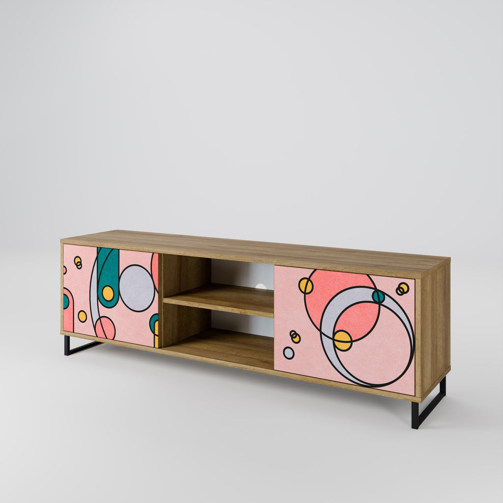 Meuble TV 2 portes GOSSAMER ECHOES effet chêne