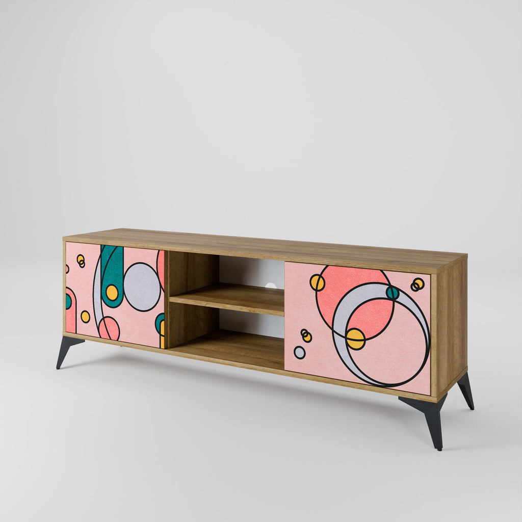 Meuble TV 2 portes GOSSAMER ECHOES effet chêne