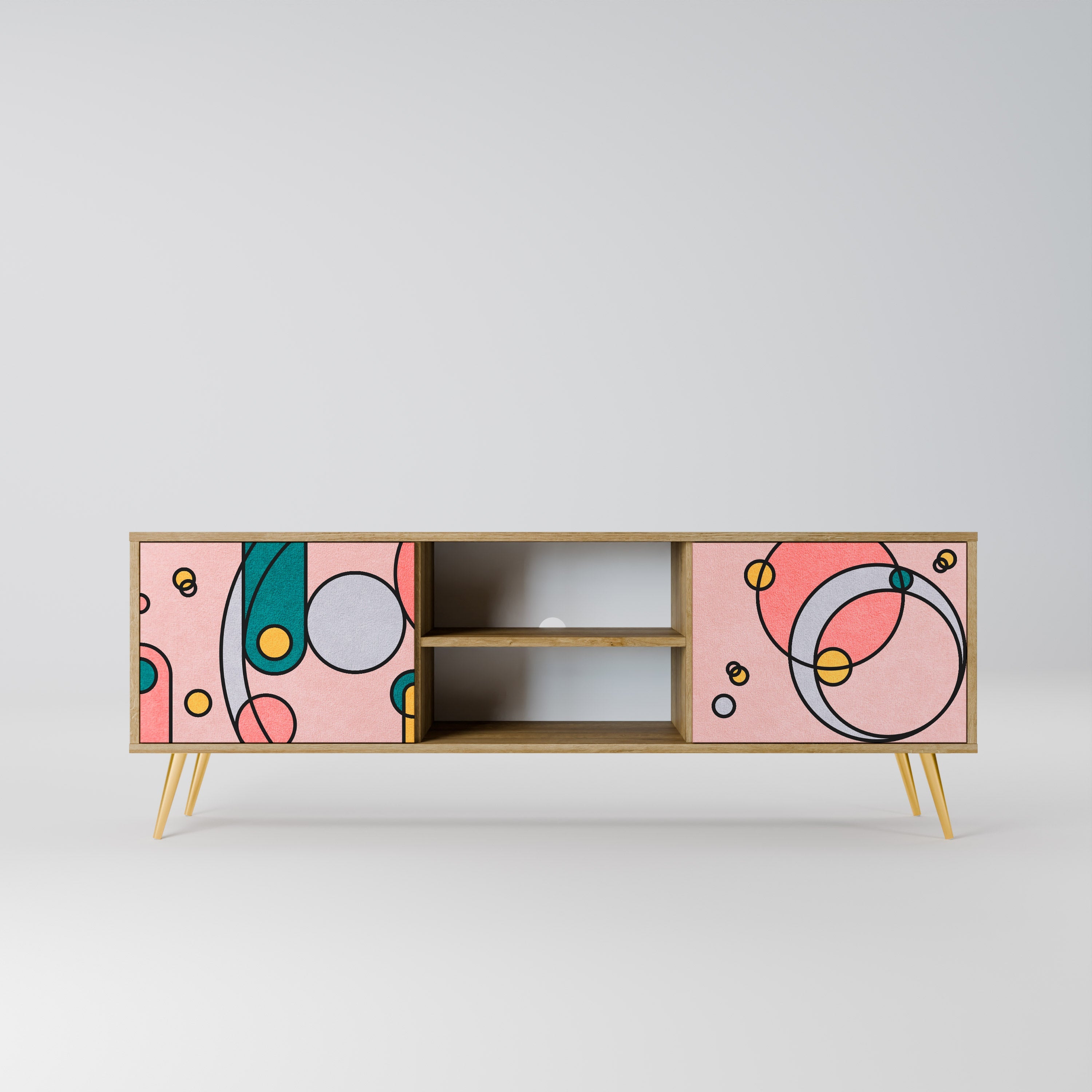 Meuble TV 2 portes GOSSAMER ECHOES effet chêne