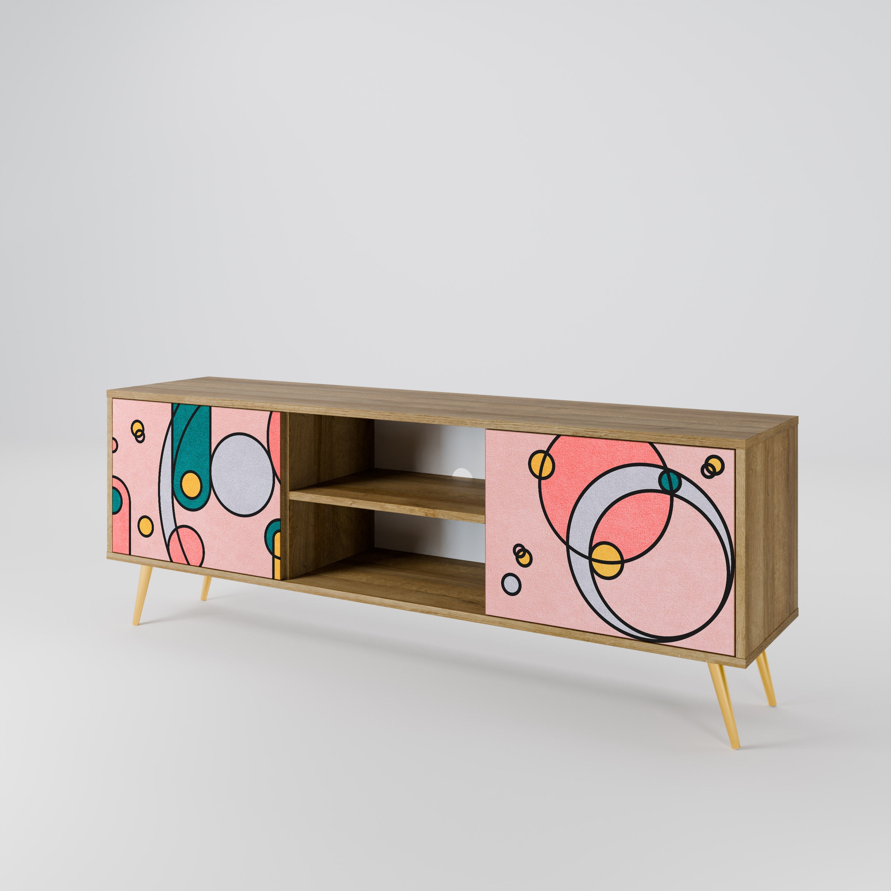 Meuble TV 2 portes GOSSAMER ECHOES effet chêne