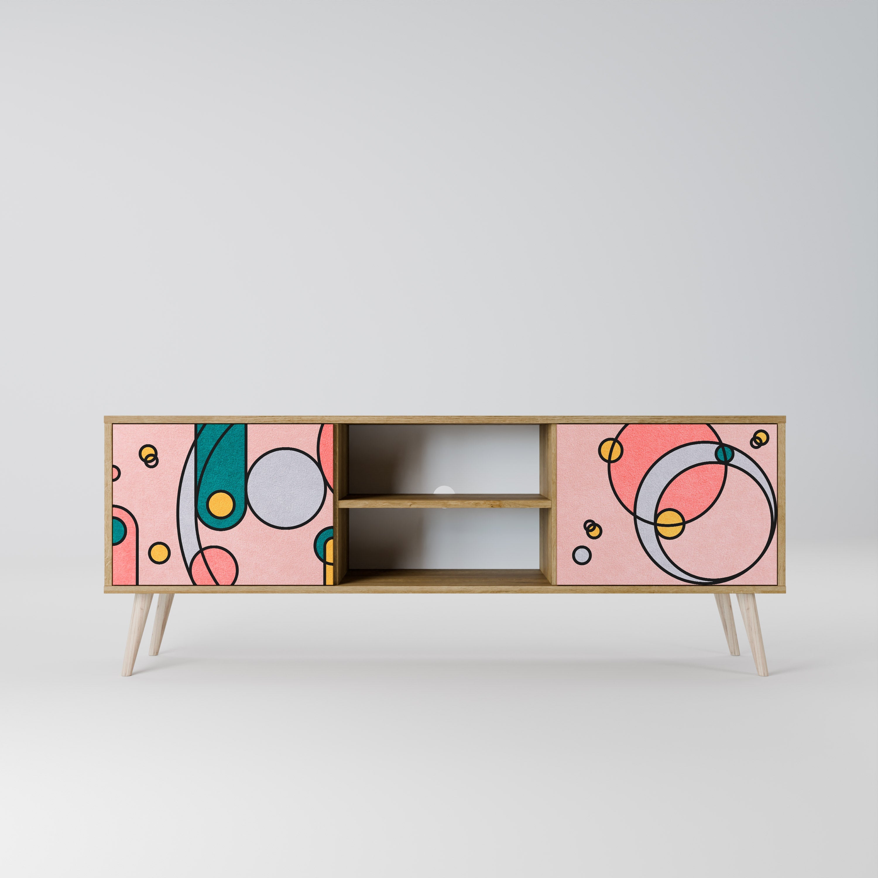 Meuble TV 2 portes GOSSAMER ECHOES effet chêne