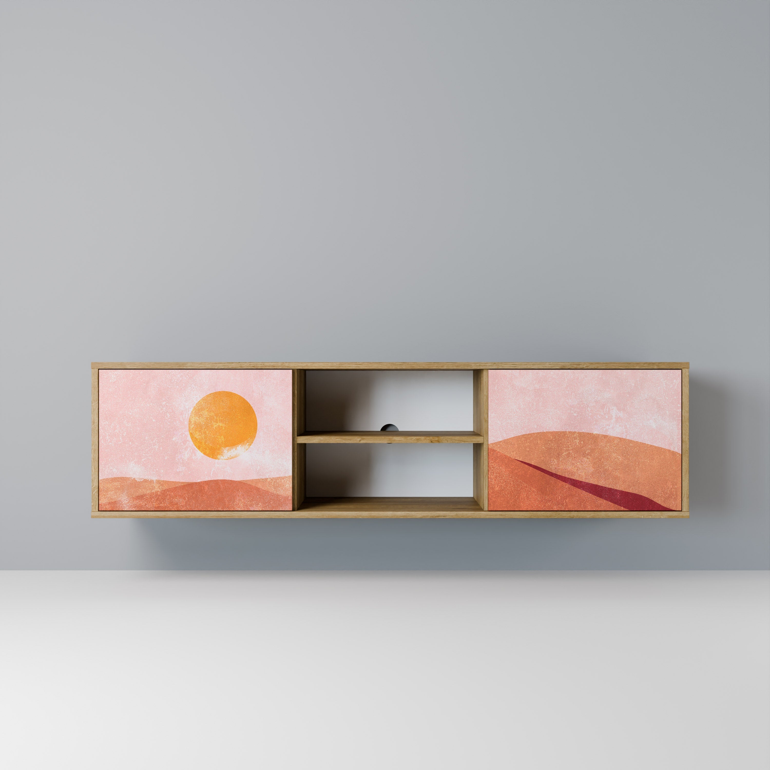 Meuble TV 2 portes LUMINOUS SUNLIGHT effet chêne