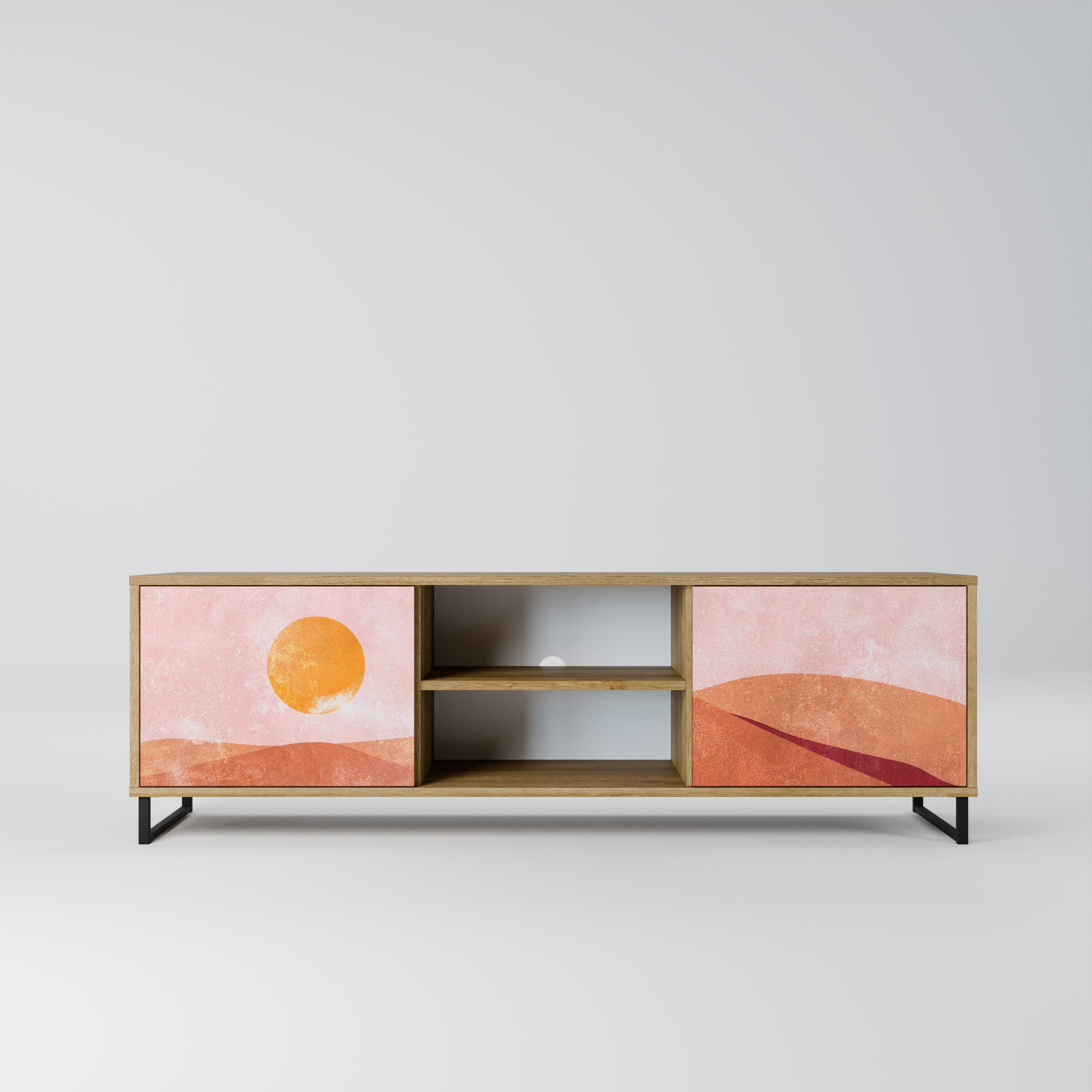 Meuble TV 2 portes LUMINOUS SUNLIGHT effet chêne