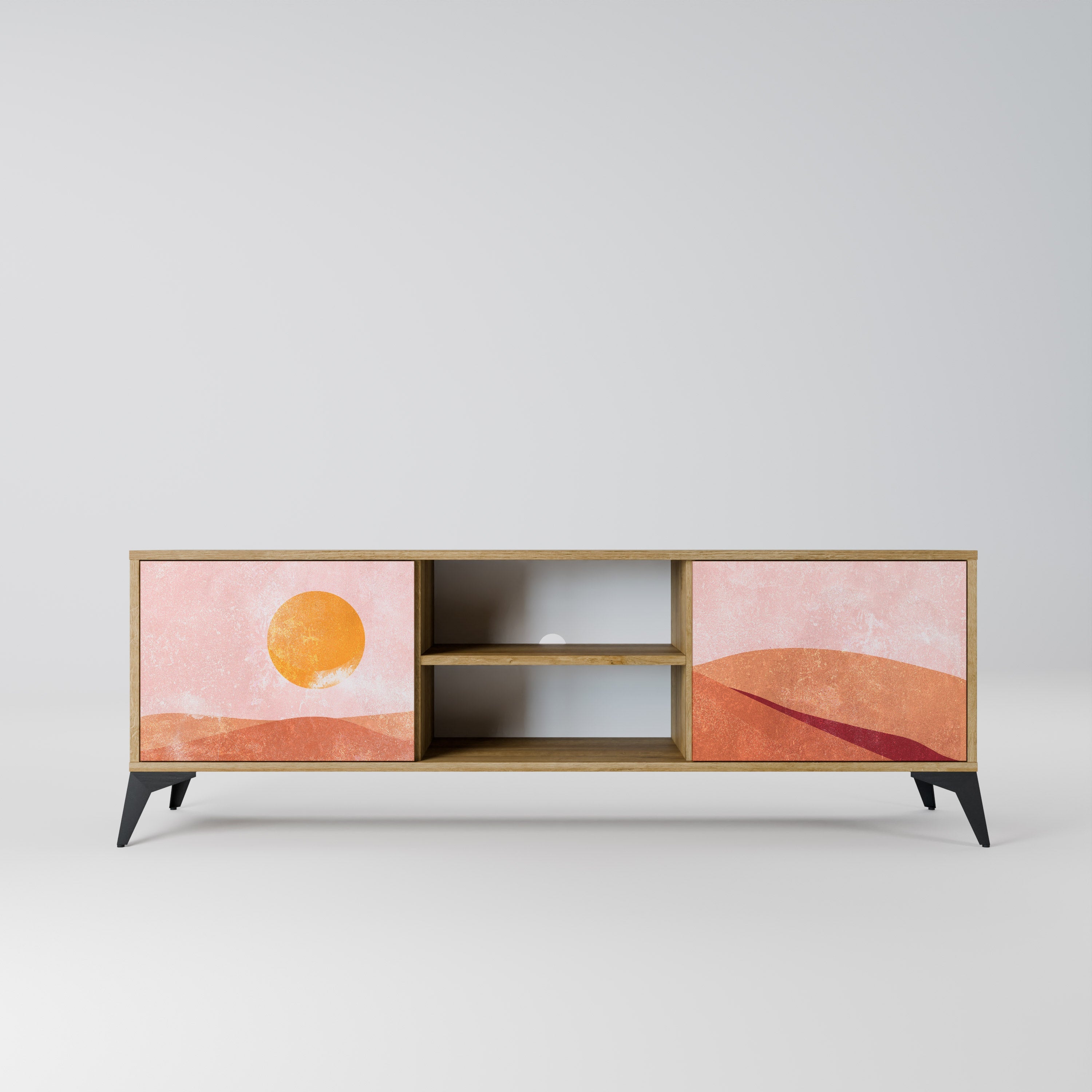 Meuble TV 2 portes LUMINOUS SUNLIGHT effet chêne