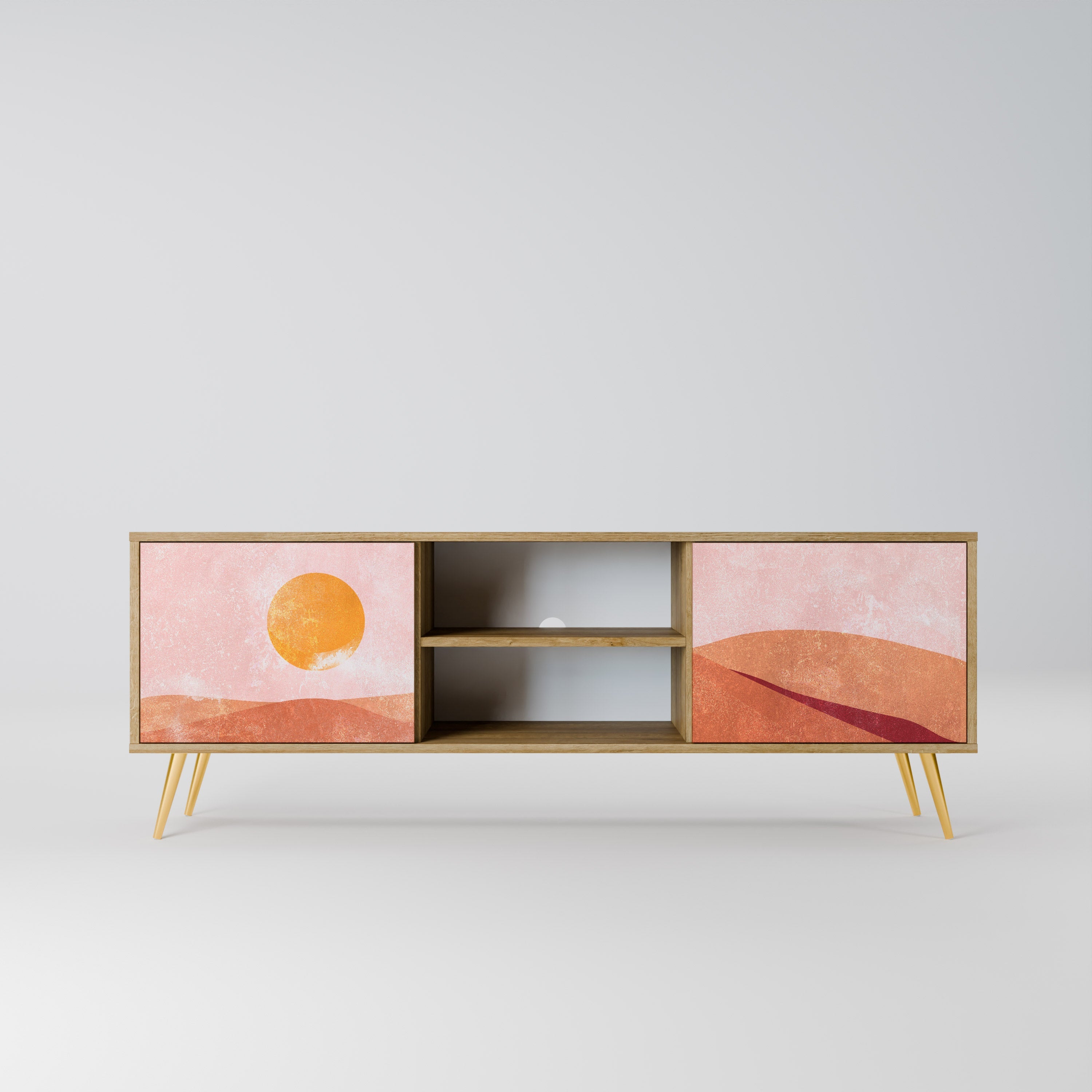 Meuble TV 2 portes LUMINOUS SUNLIGHT effet chêne