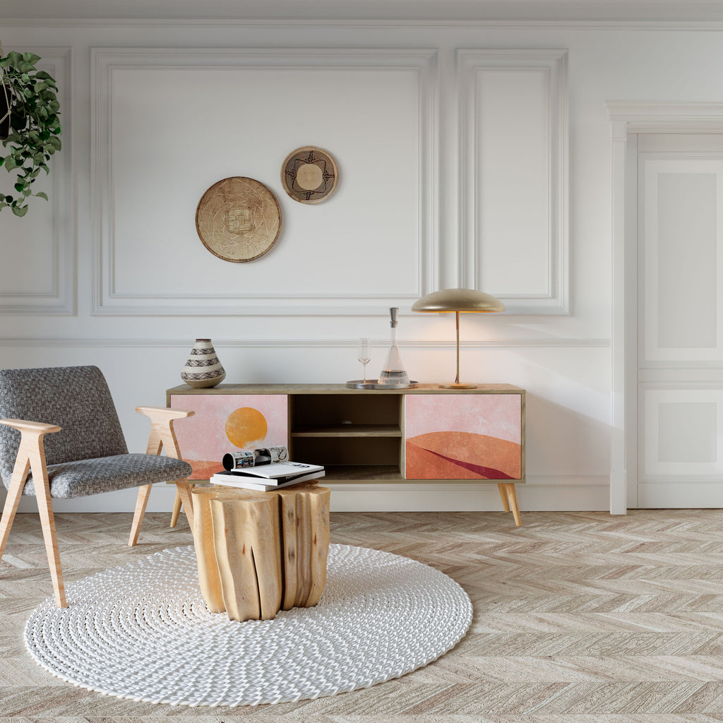 Meuble TV 2 portes LUMINOUS SUNLIGHT effet chêne