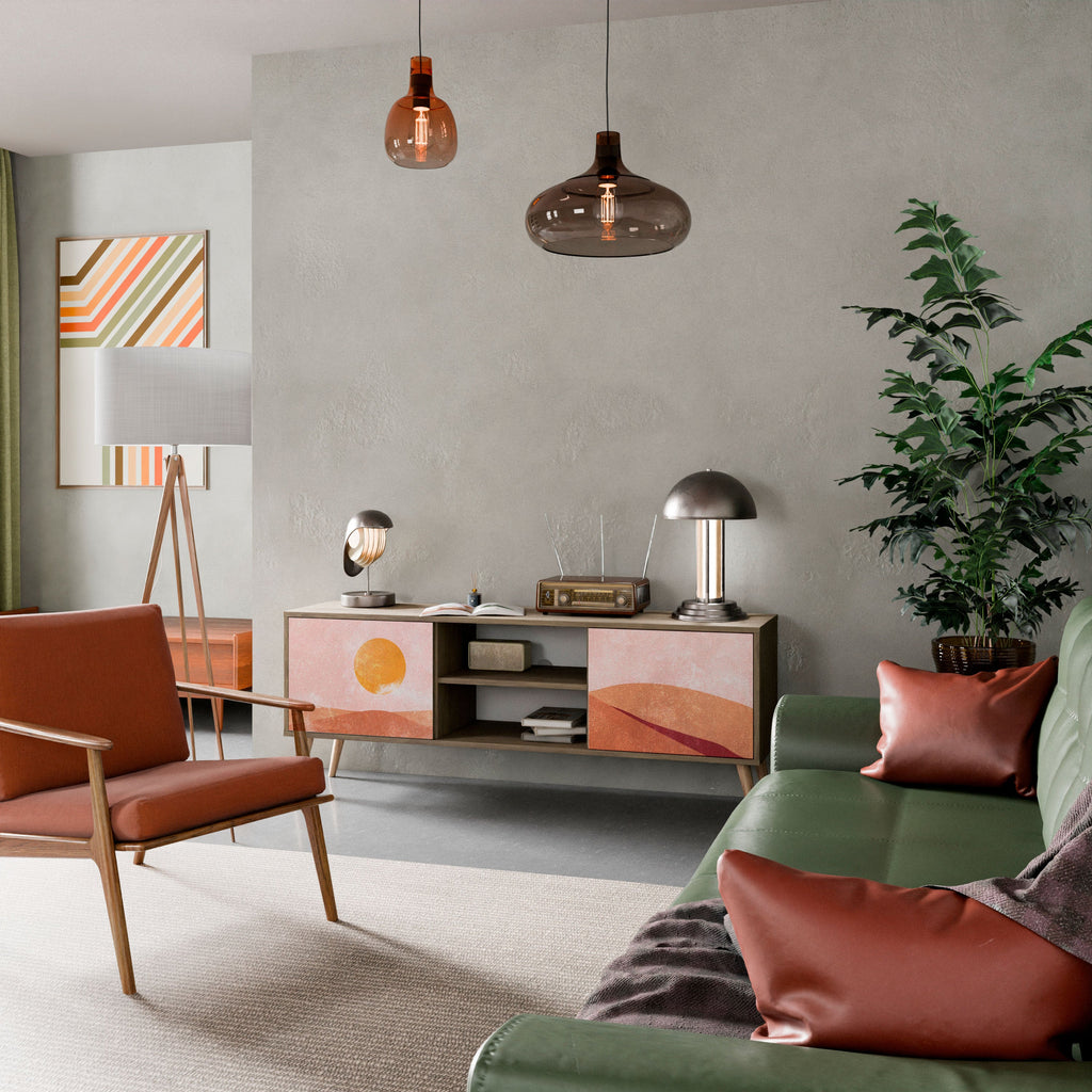 Meuble TV 2 portes LUMINOUS SUNLIGHT effet chêne