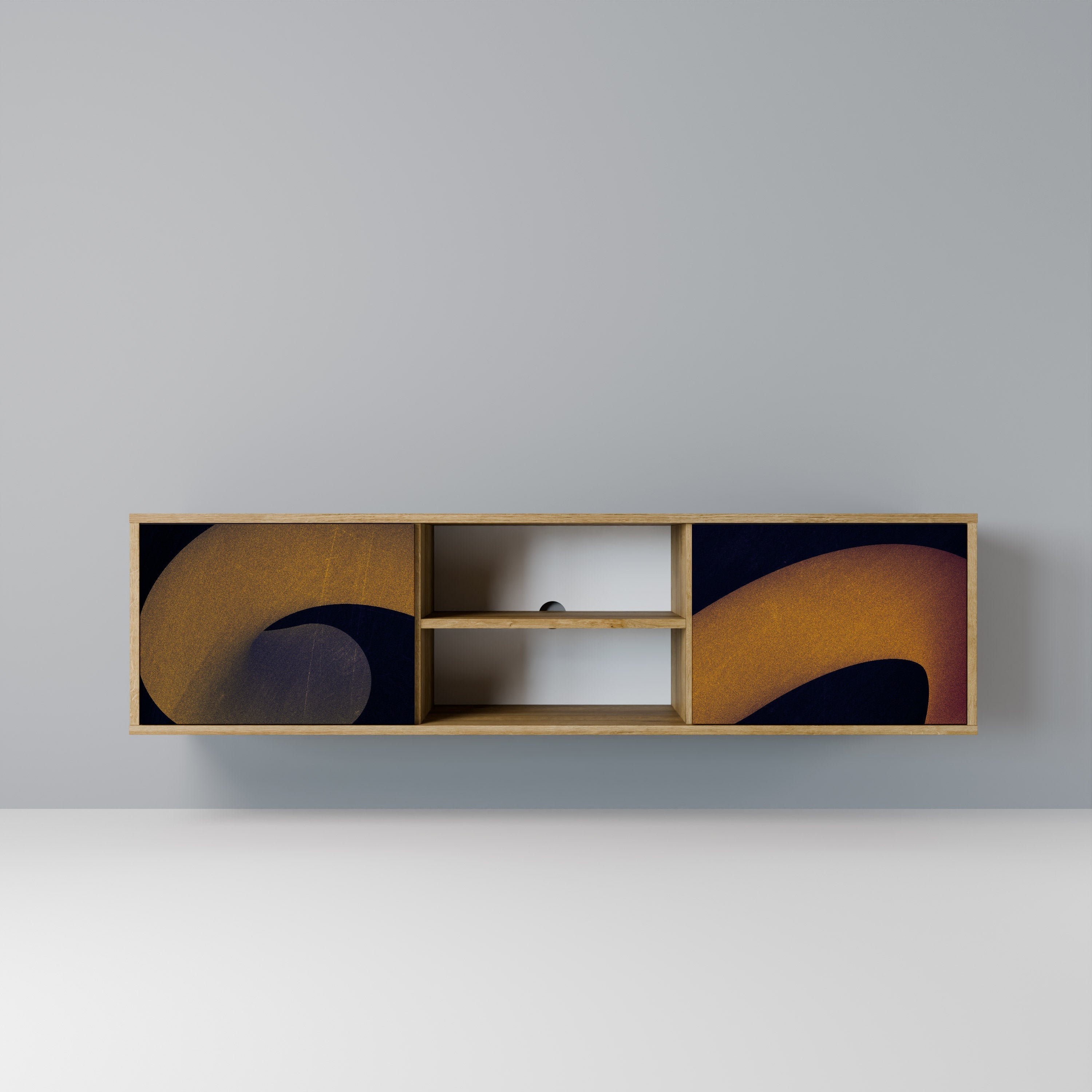 Meuble TV 2 portes HOLLOW TIME effet chêne