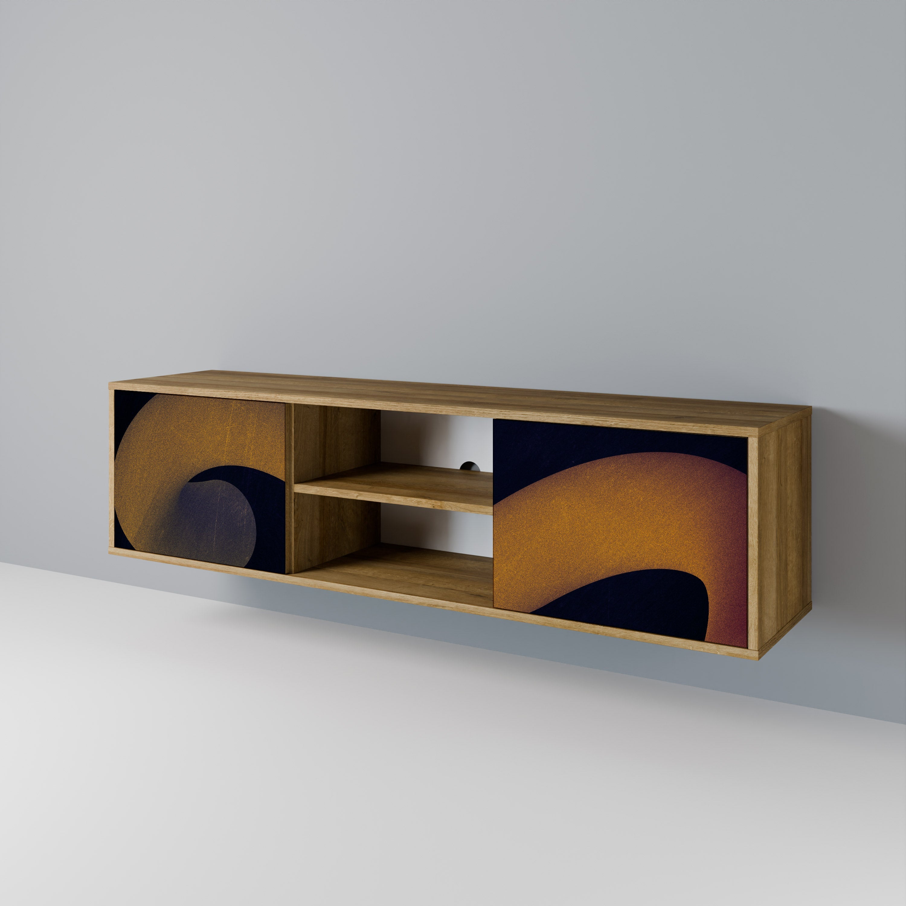 Meuble TV 2 portes HOLLOW TIME effet chêne