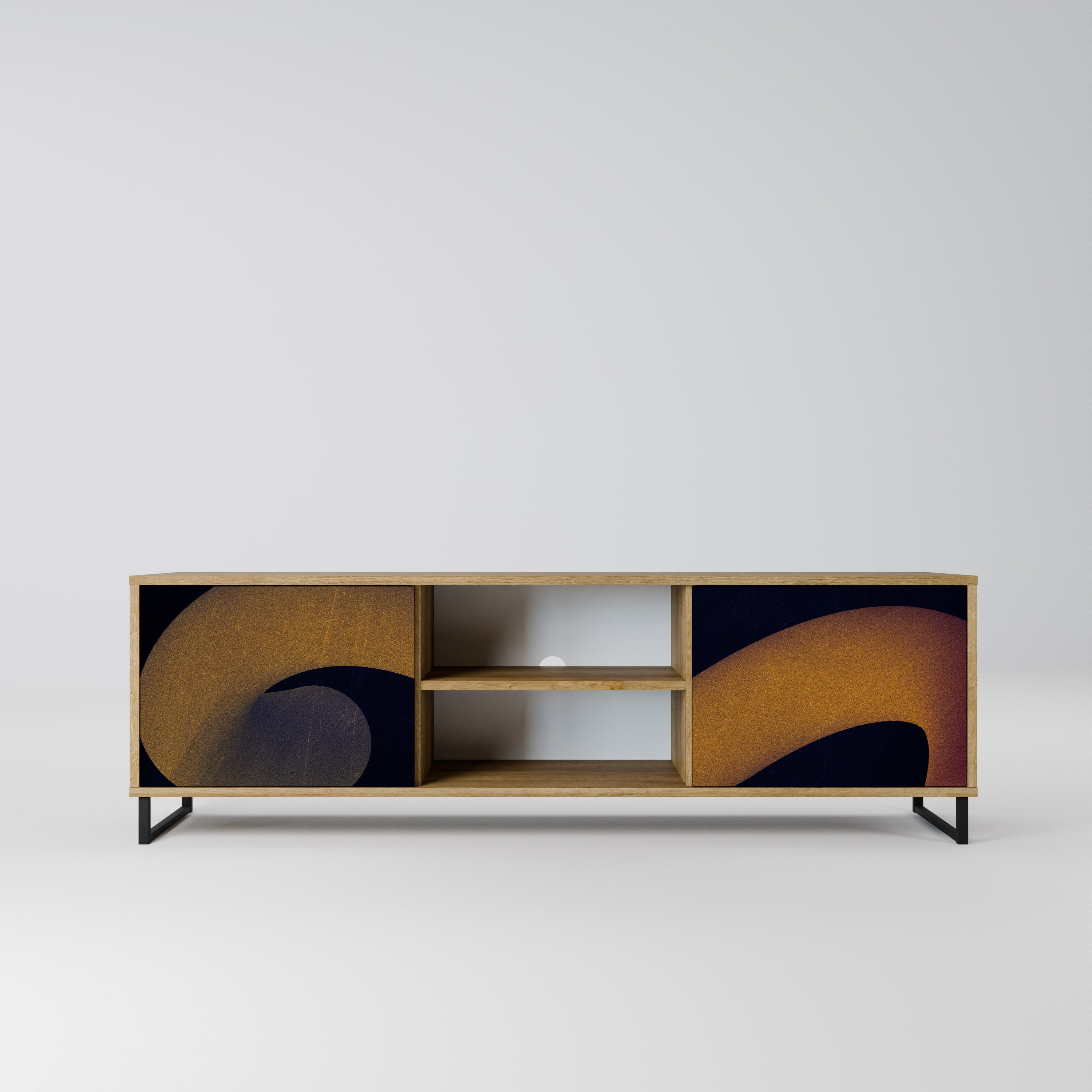 Meuble TV 2 portes HOLLOW TIME effet chêne