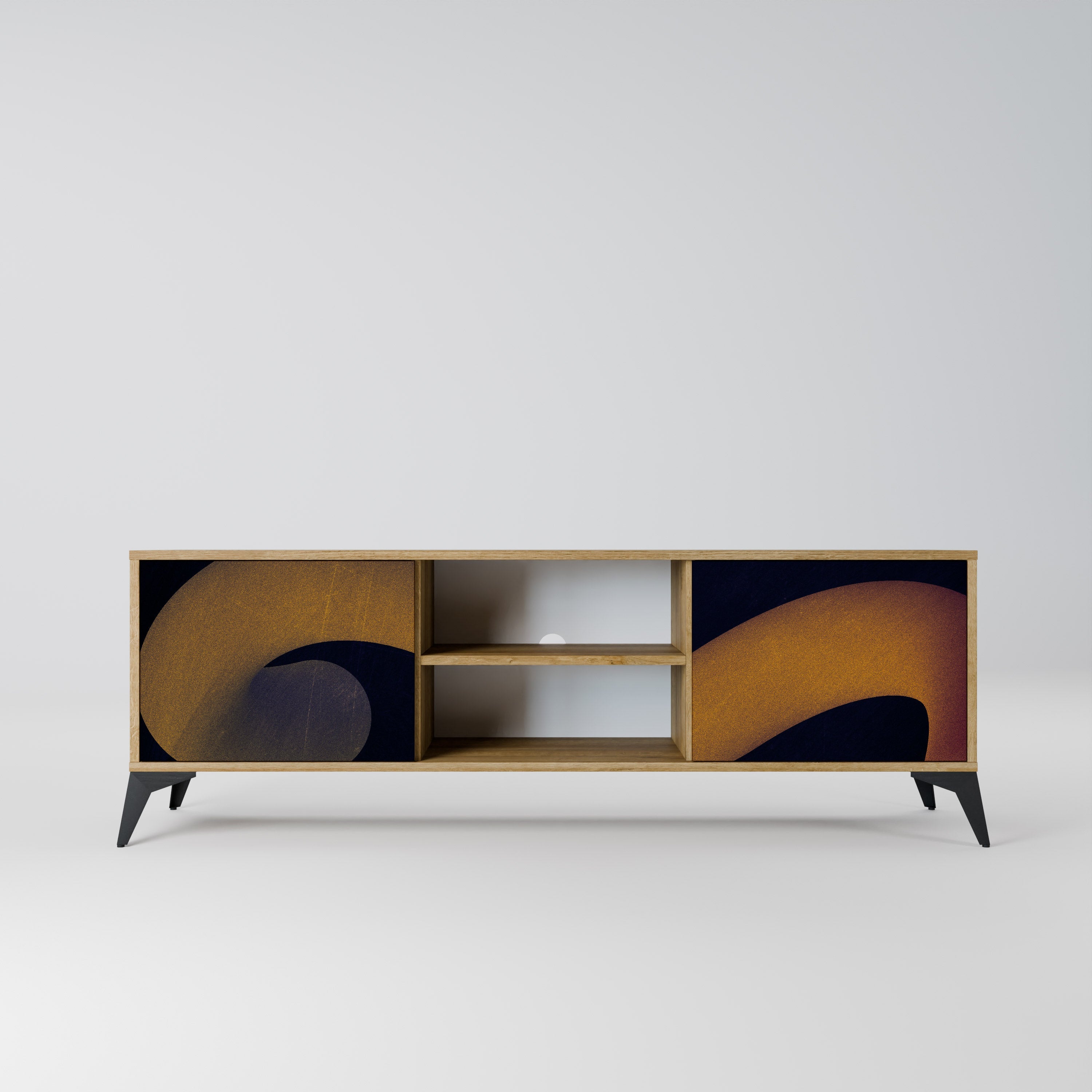 Meuble TV 2 portes HOLLOW TIME effet chêne