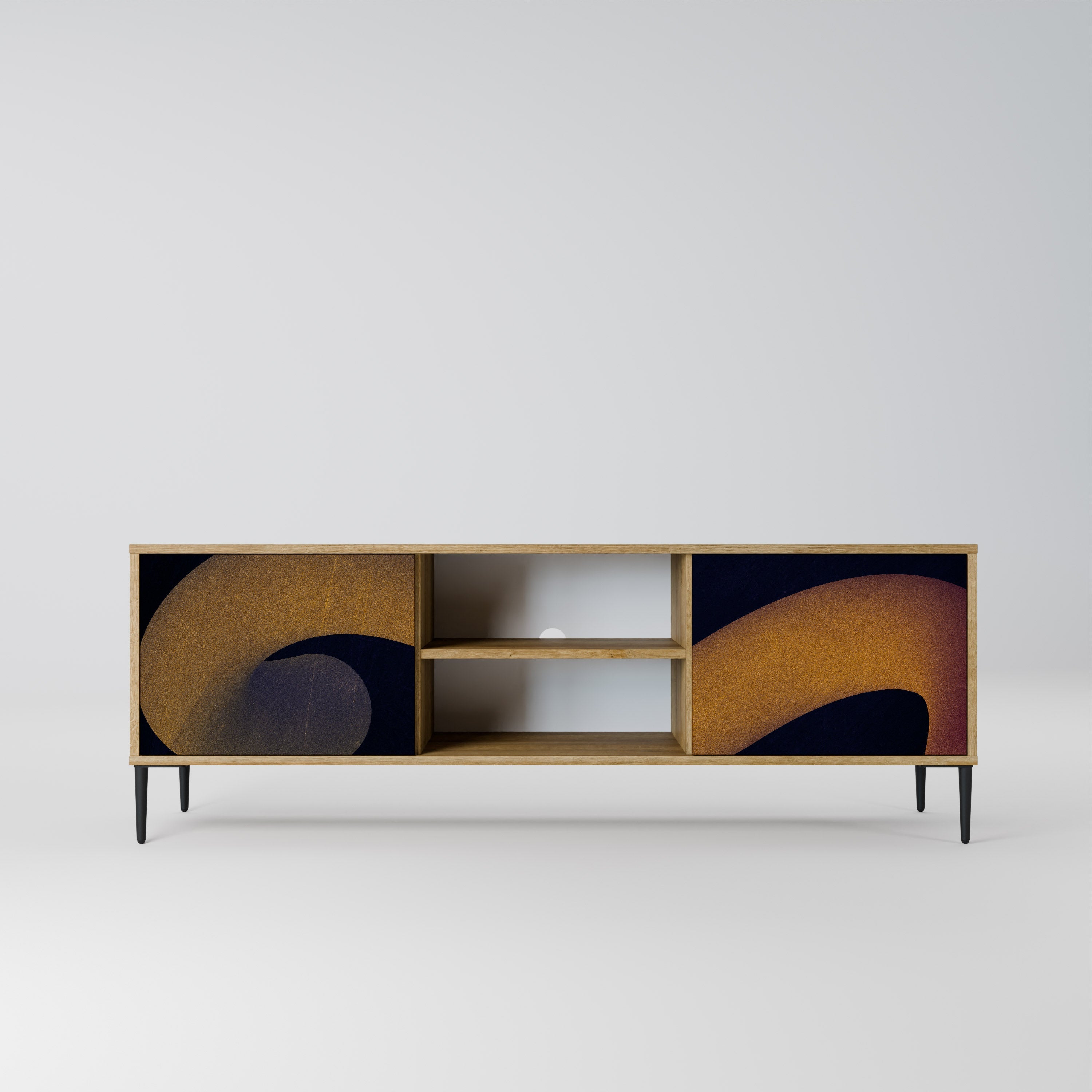 Meuble TV 2 portes HOLLOW TIME effet chêne