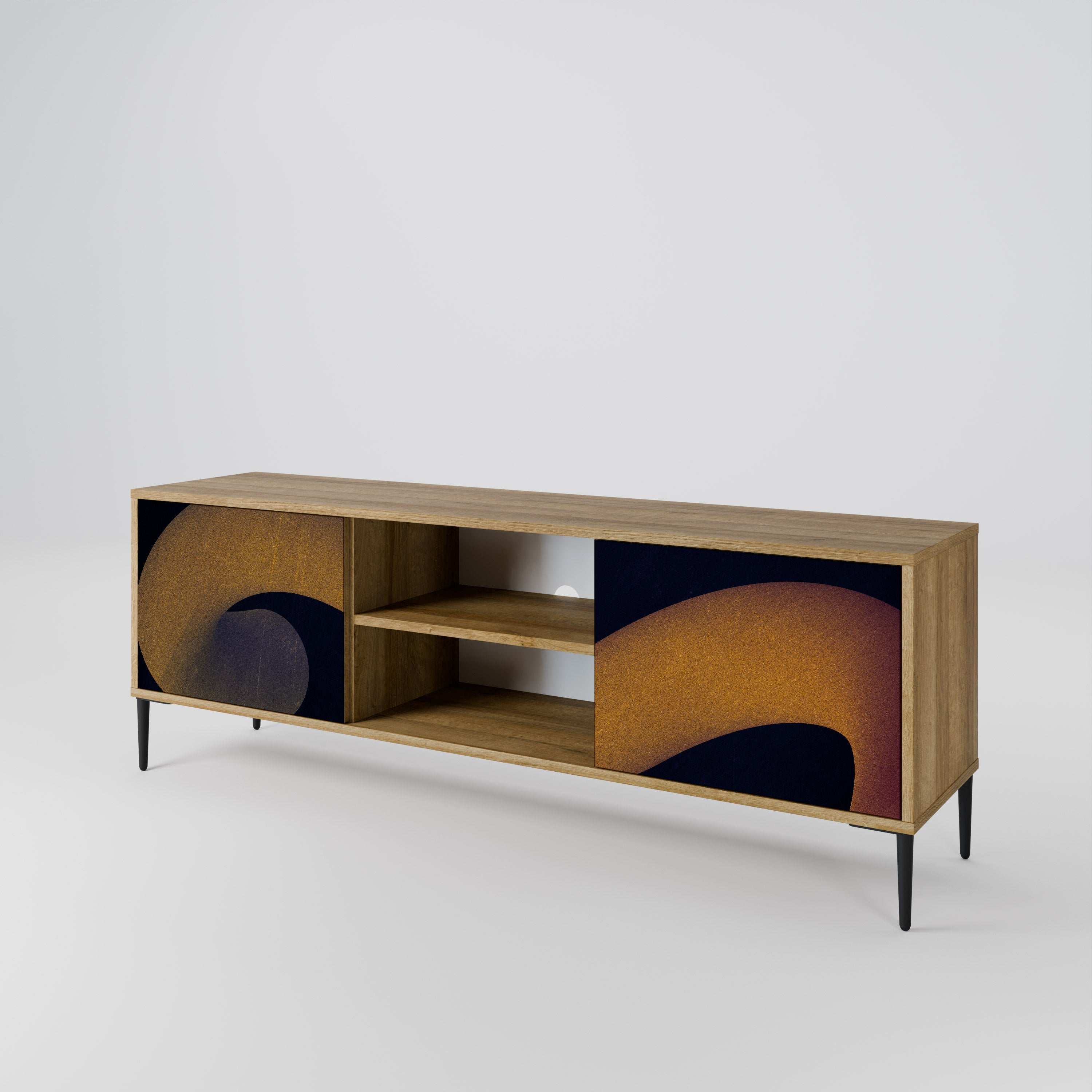 Meuble TV 2 portes HOLLOW TIME effet chêne