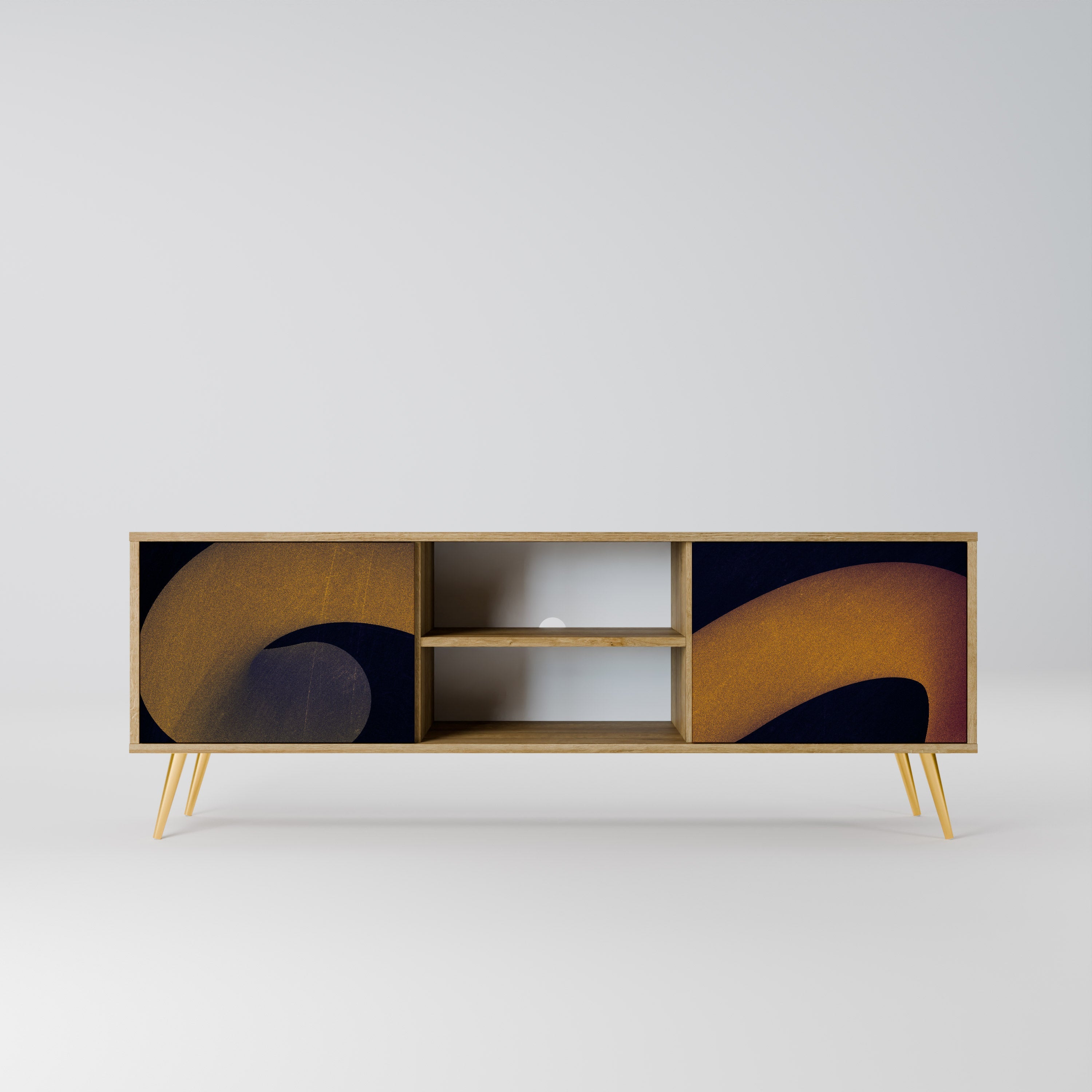 Meuble TV 2 portes HOLLOW TIME effet chêne