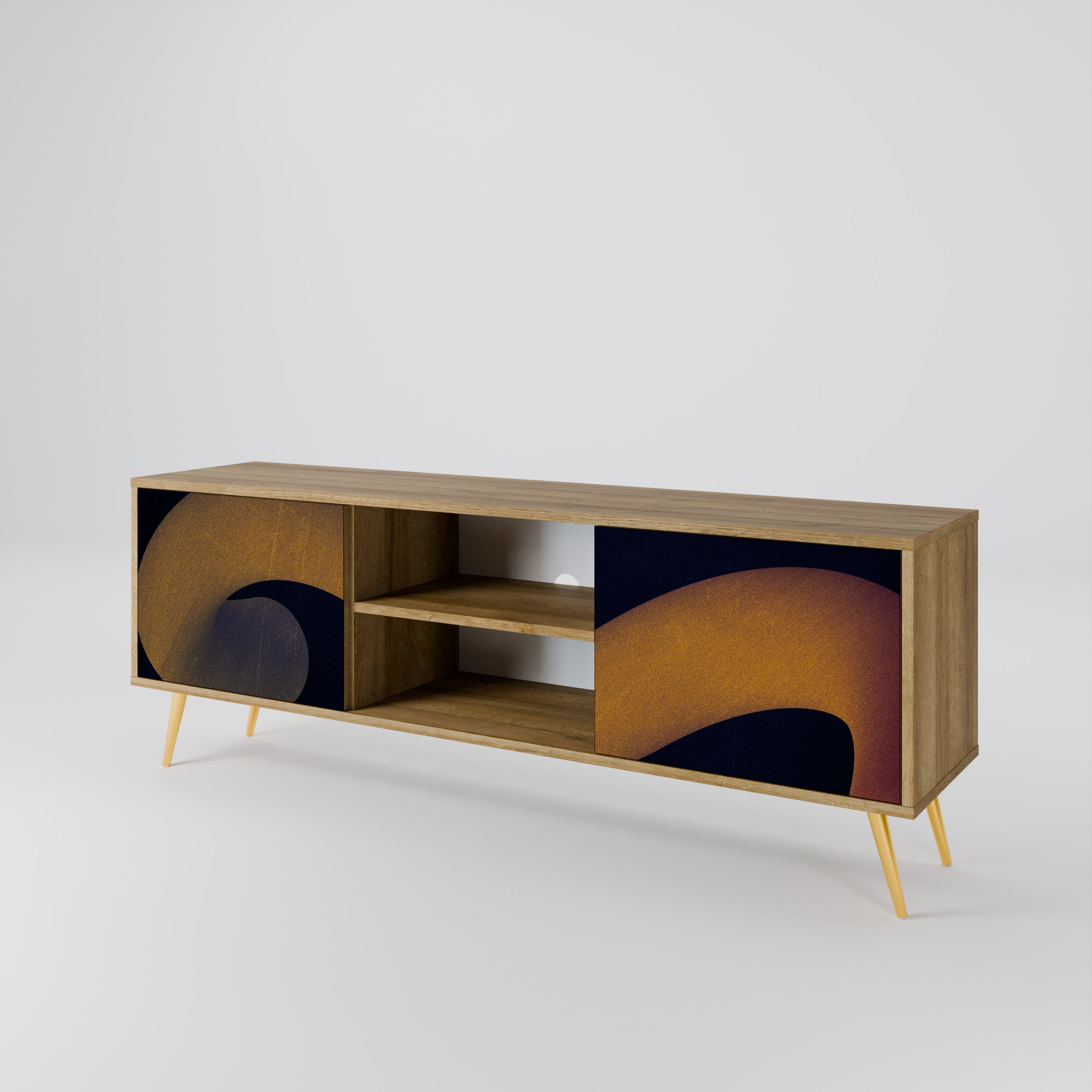 Meuble TV 2 portes HOLLOW TIME effet chêne