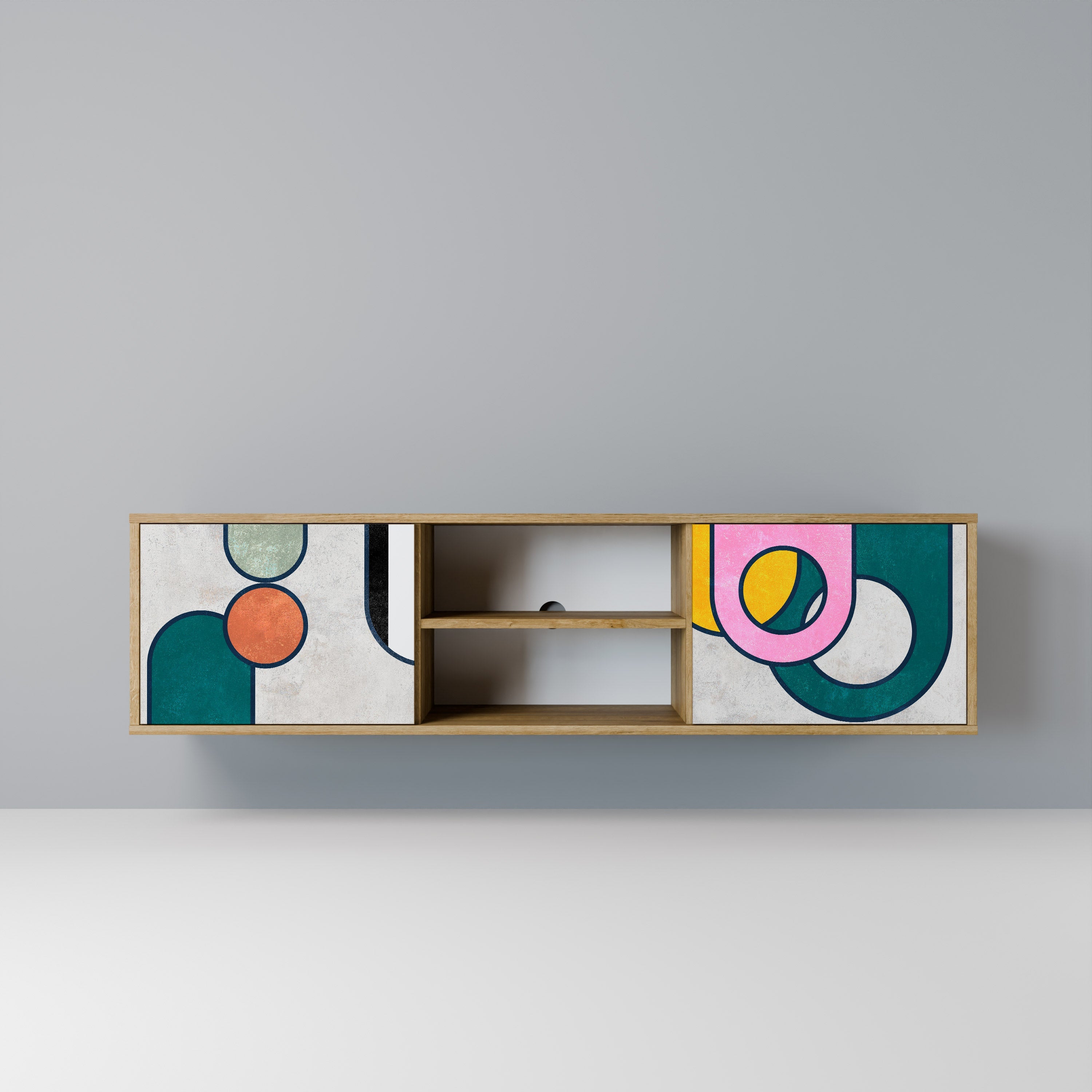 Meuble TV 2 portes effet chêne COOL STORY