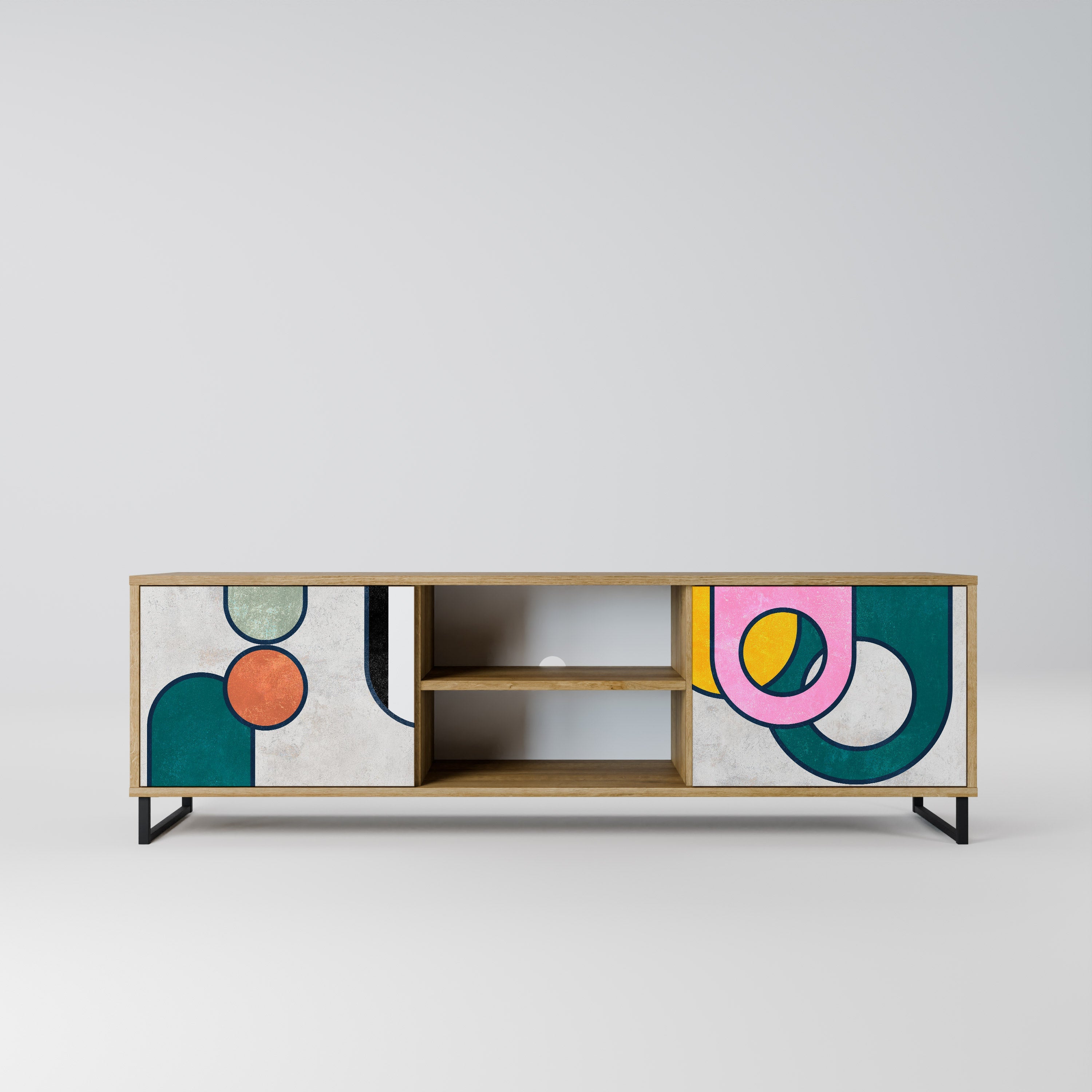 Meuble TV 2 portes effet chêne COOL STORY