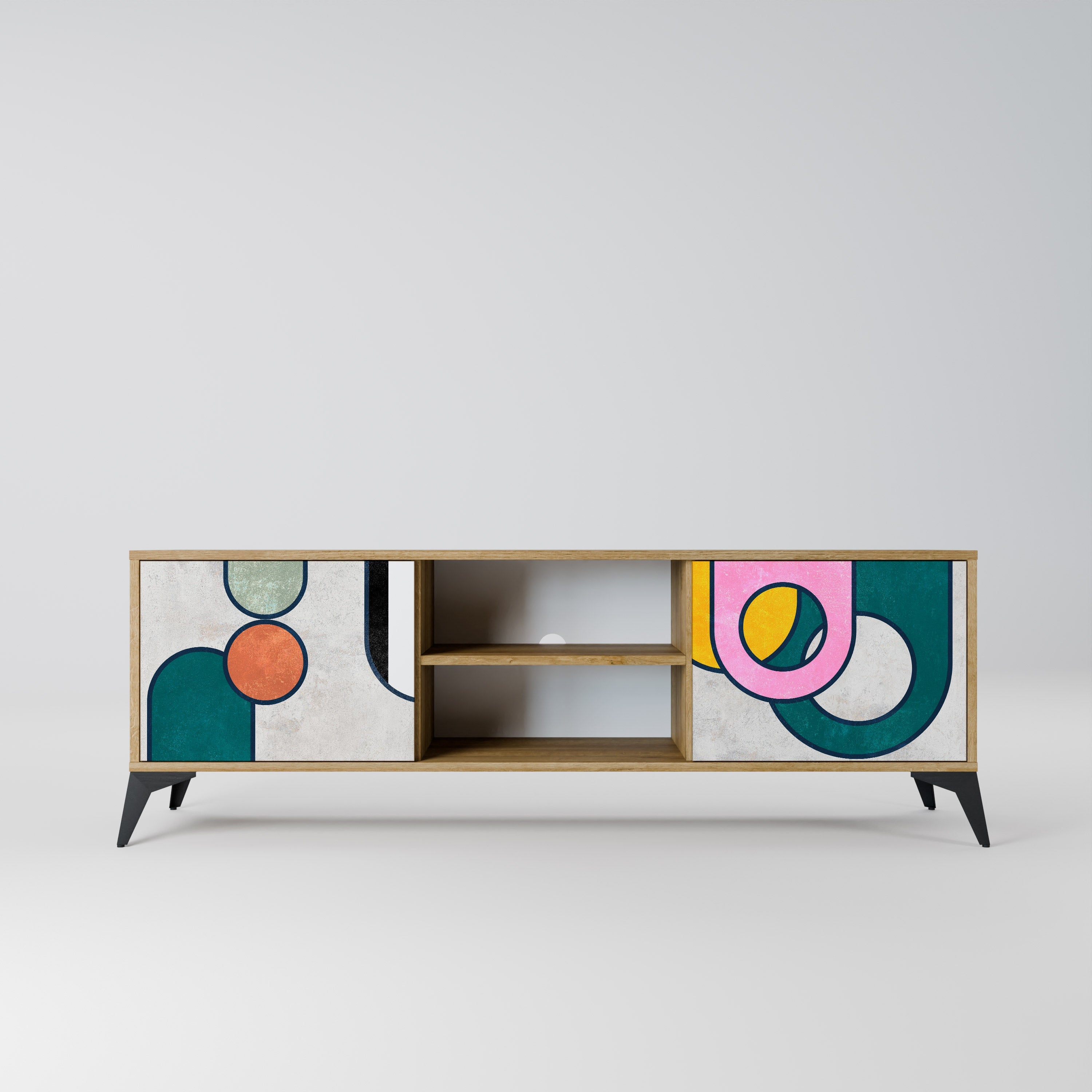 Meuble TV 2 portes effet chêne COOL STORY