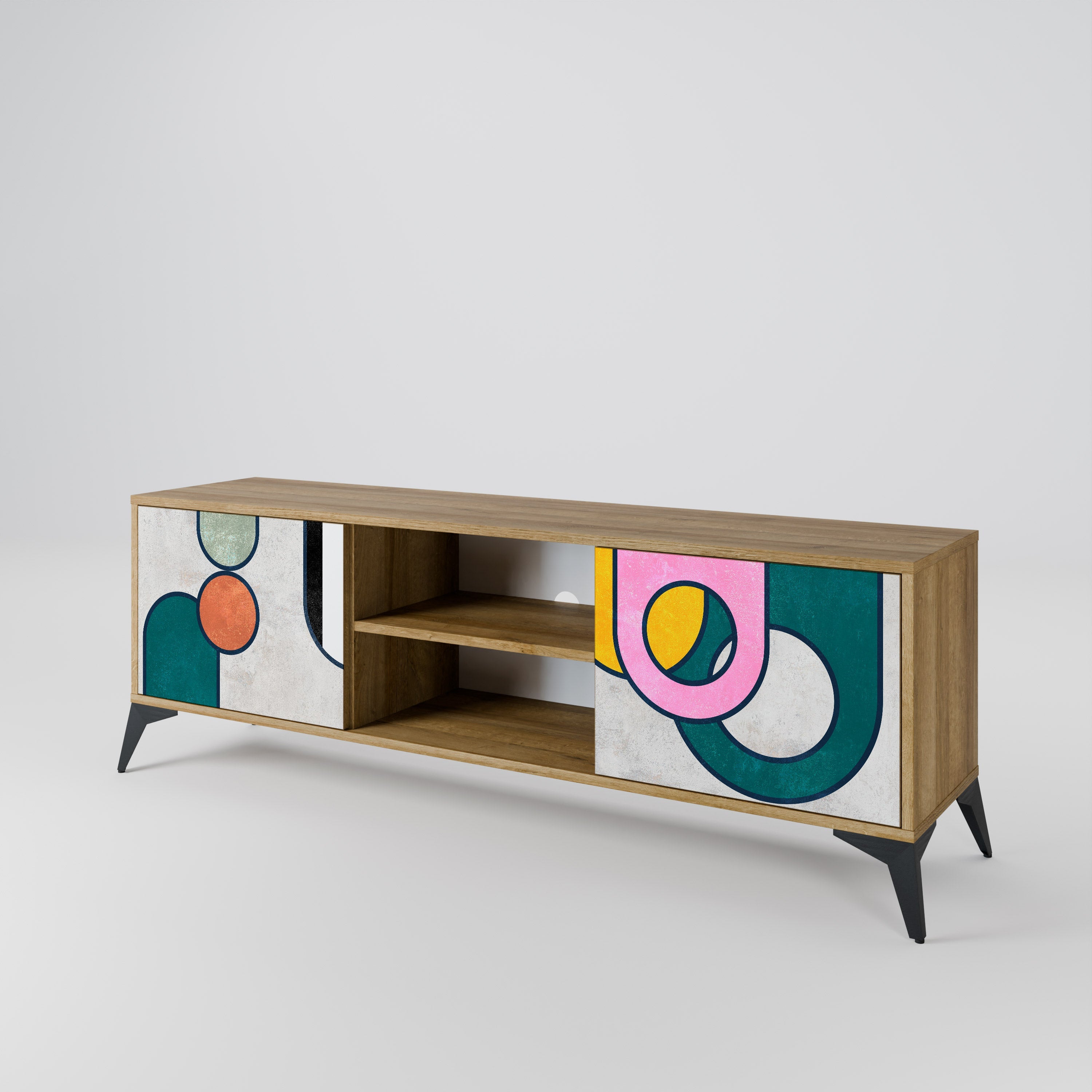 Meuble TV 2 portes effet chêne COOL STORY