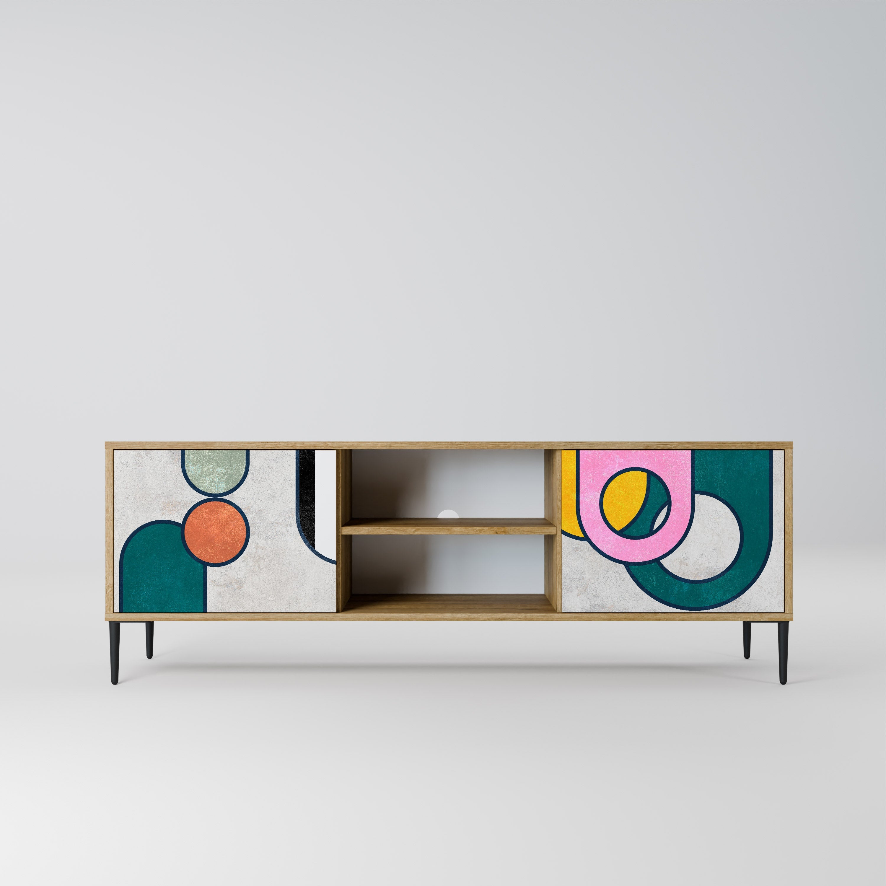 Meuble TV 2 portes effet chêne COOL STORY