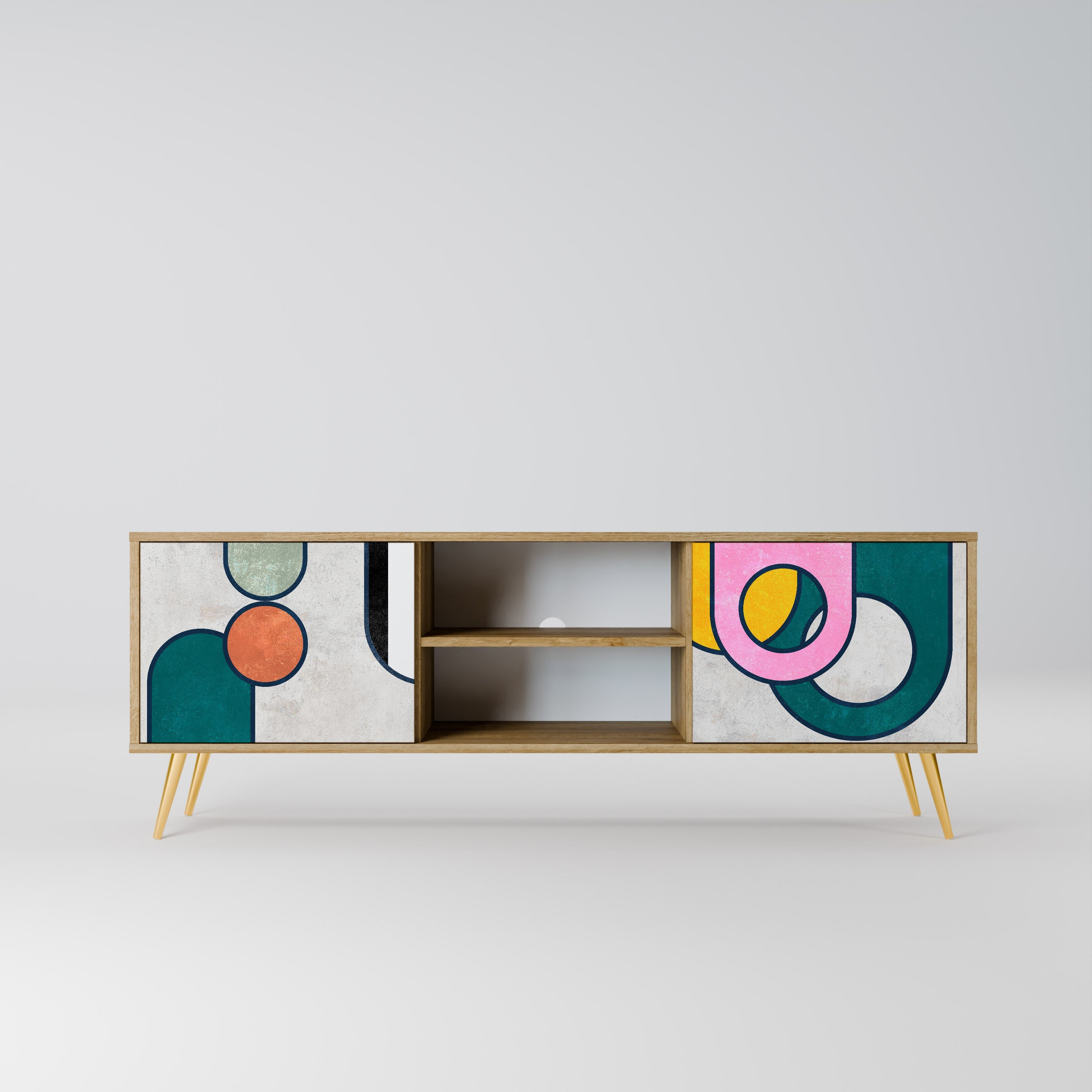 Meuble TV 2 portes effet chêne COOL STORY