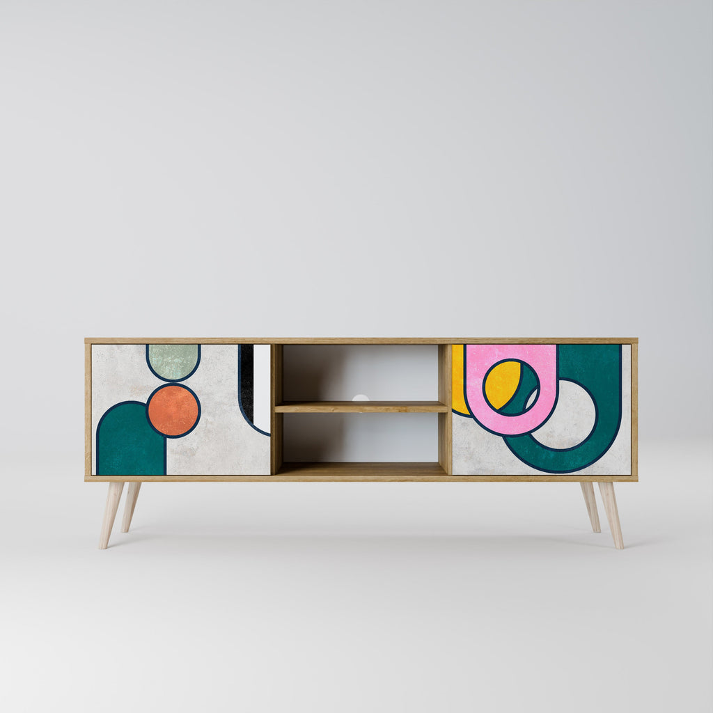 Meuble TV 2 portes effet chêne COOL STORY