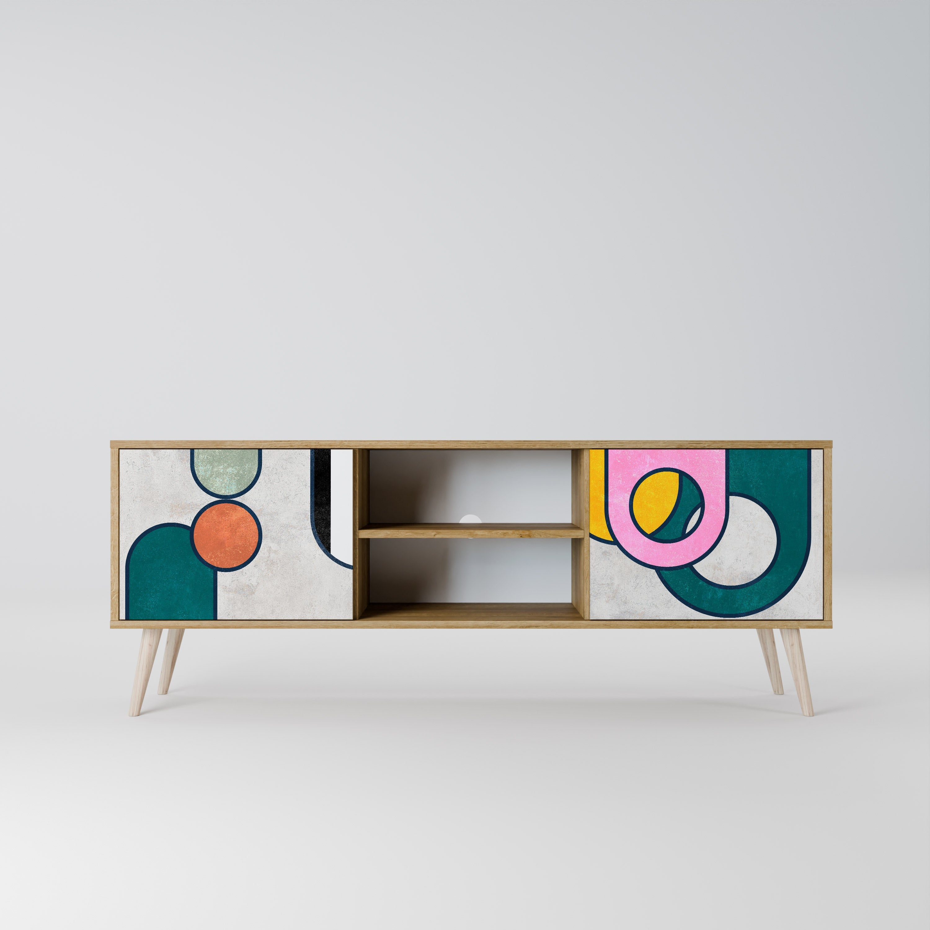 Meuble TV 2 portes effet chêne COOL STORY