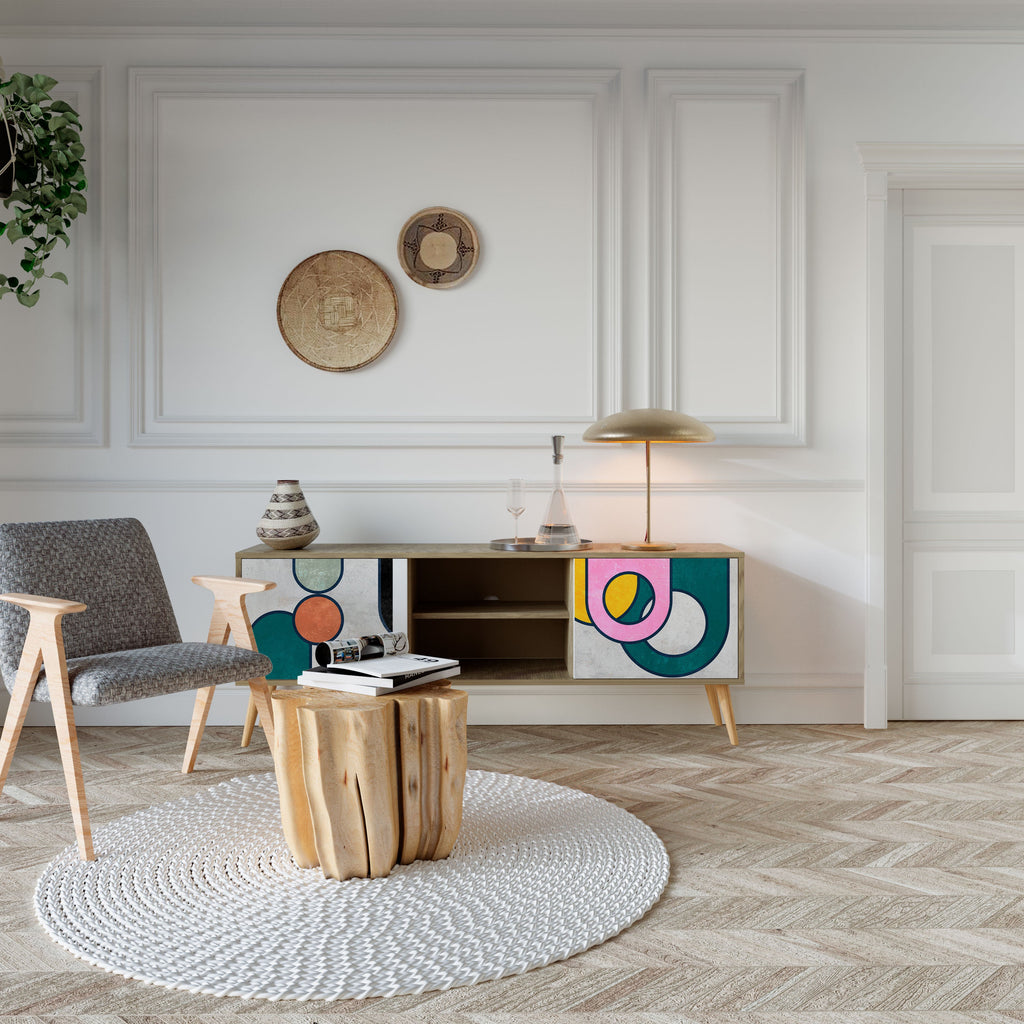 Meuble TV 2 portes effet chêne COOL STORY