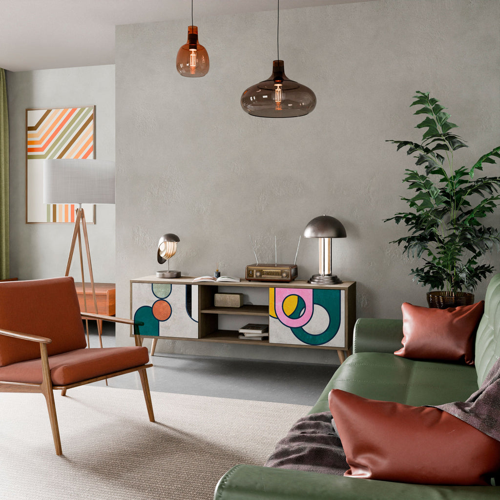 Meuble TV 2 portes effet chêne COOL STORY