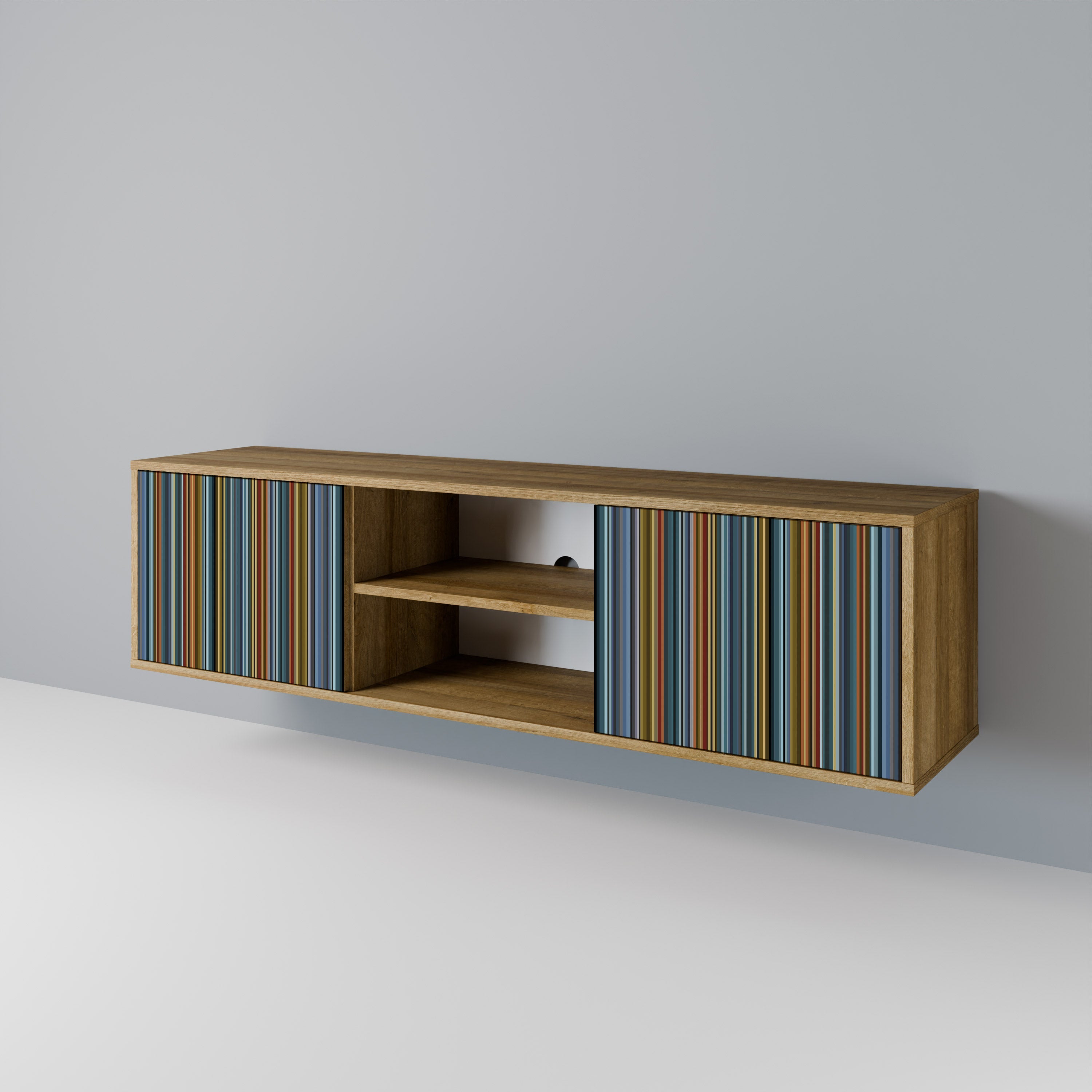 Meuble TV 2 portes LINEOUT SPECTRUM effet chêne