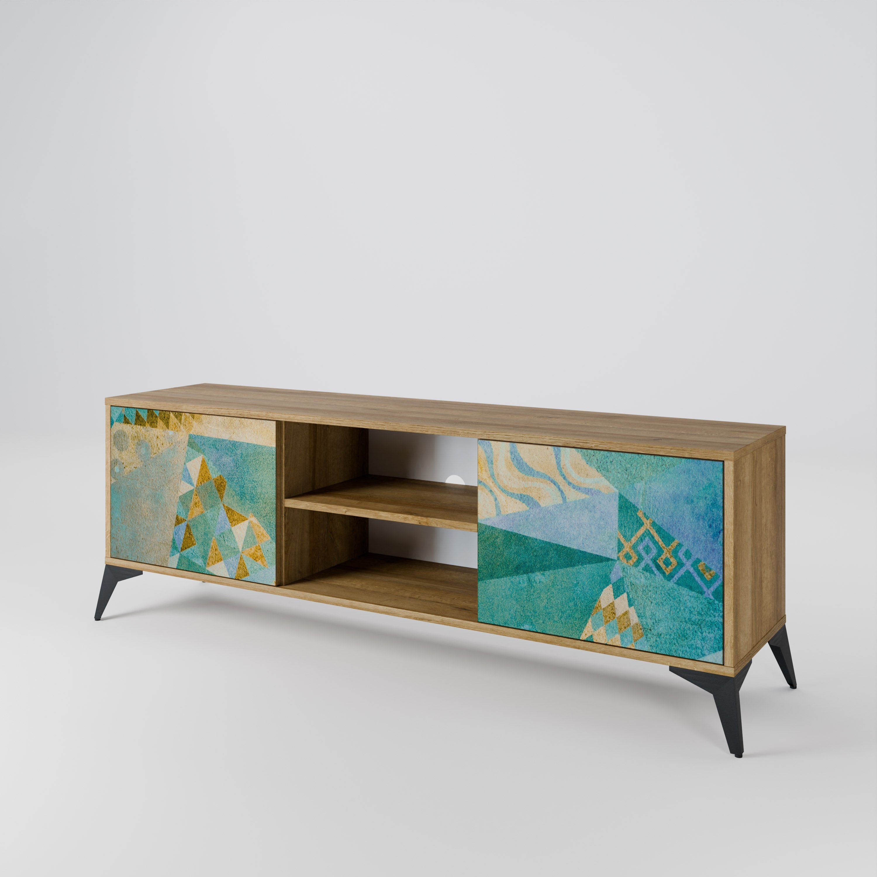 Meuble TV 2 portes SPECTRUM SPLENDOR effet chêne