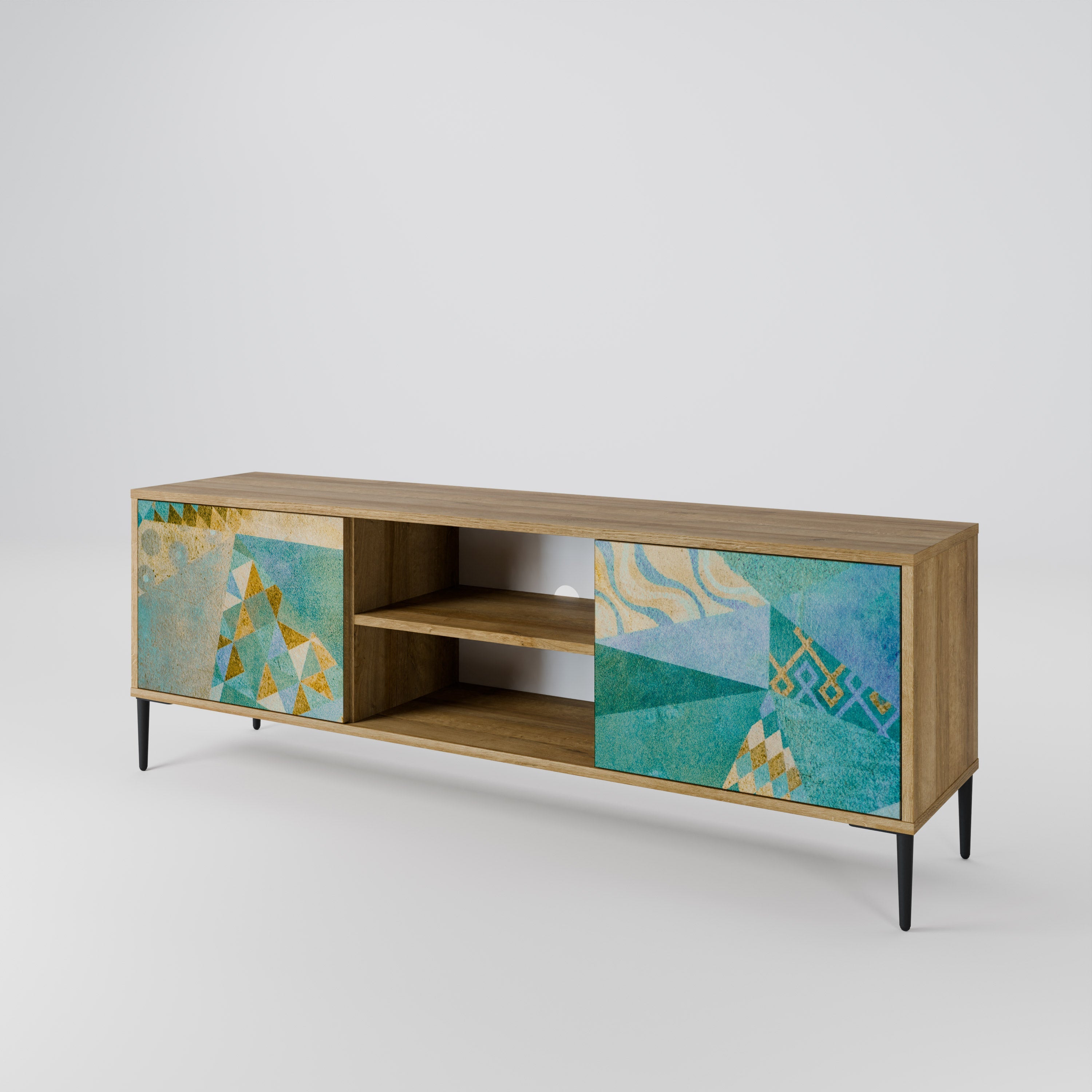 Meuble TV 2 portes SPECTRUM SPLENDOR effet chêne