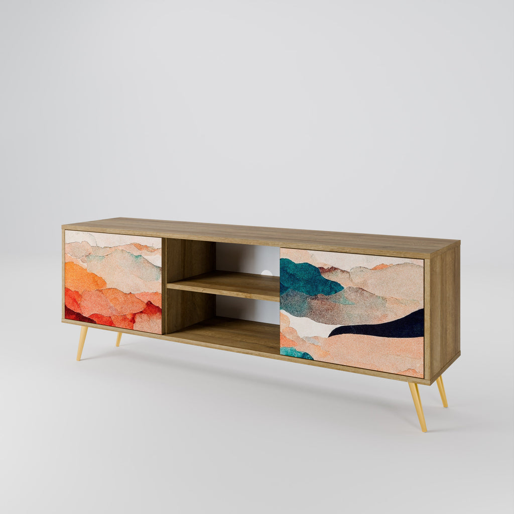 Meuble TV 2 portes effet chêne ABSTRACT LANDSCAPE