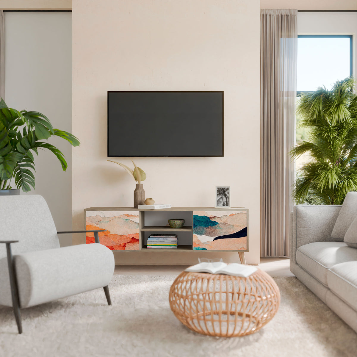 ABSTRACT LANDSCAPE 2-Door TV Cabinet