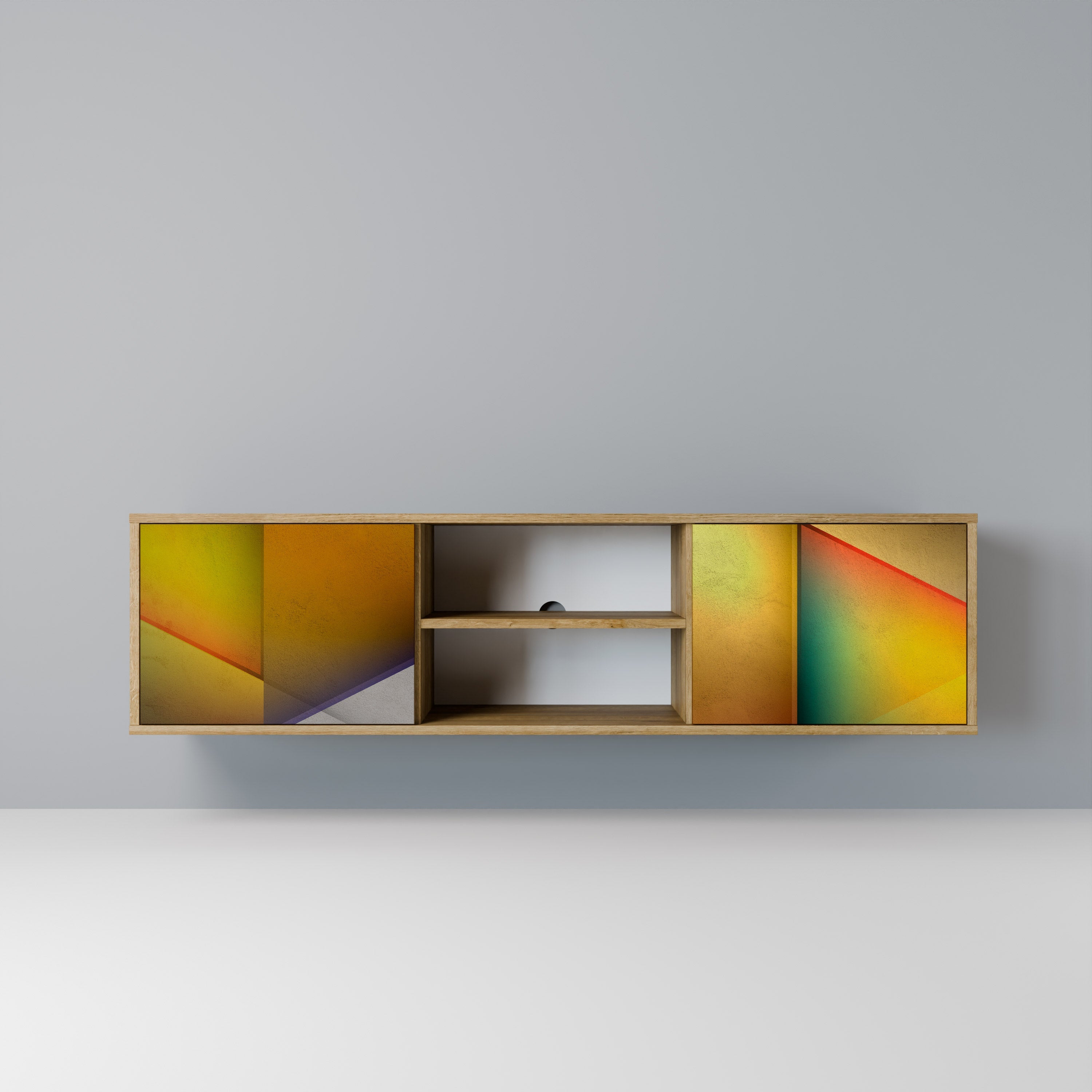 Meuble TV 2 portes PIERCING SHARPNESS effet chêne