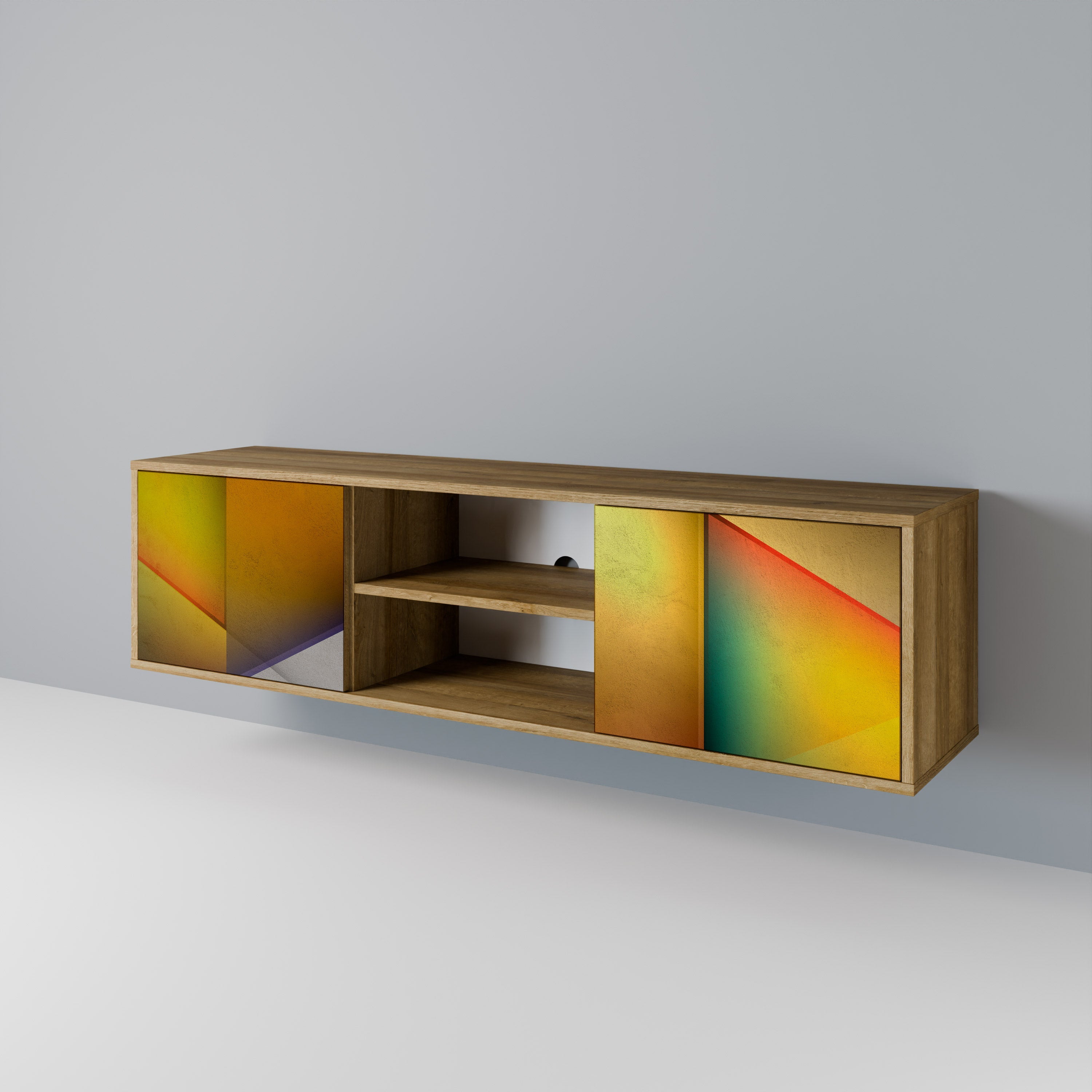 Meuble TV 2 portes PIERCING SHARPNESS effet chêne