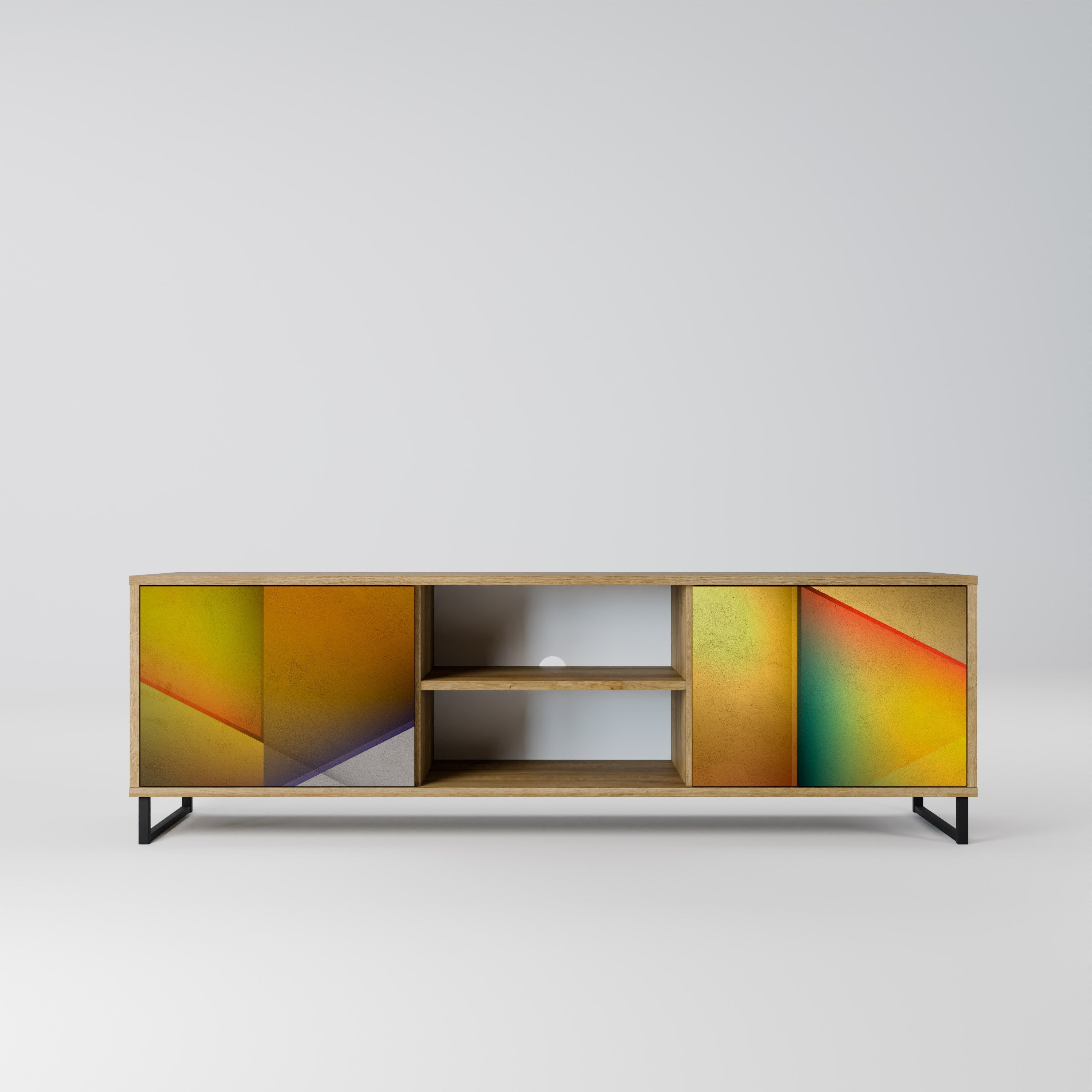 Meuble TV 2 portes PIERCING SHARPNESS effet chêne