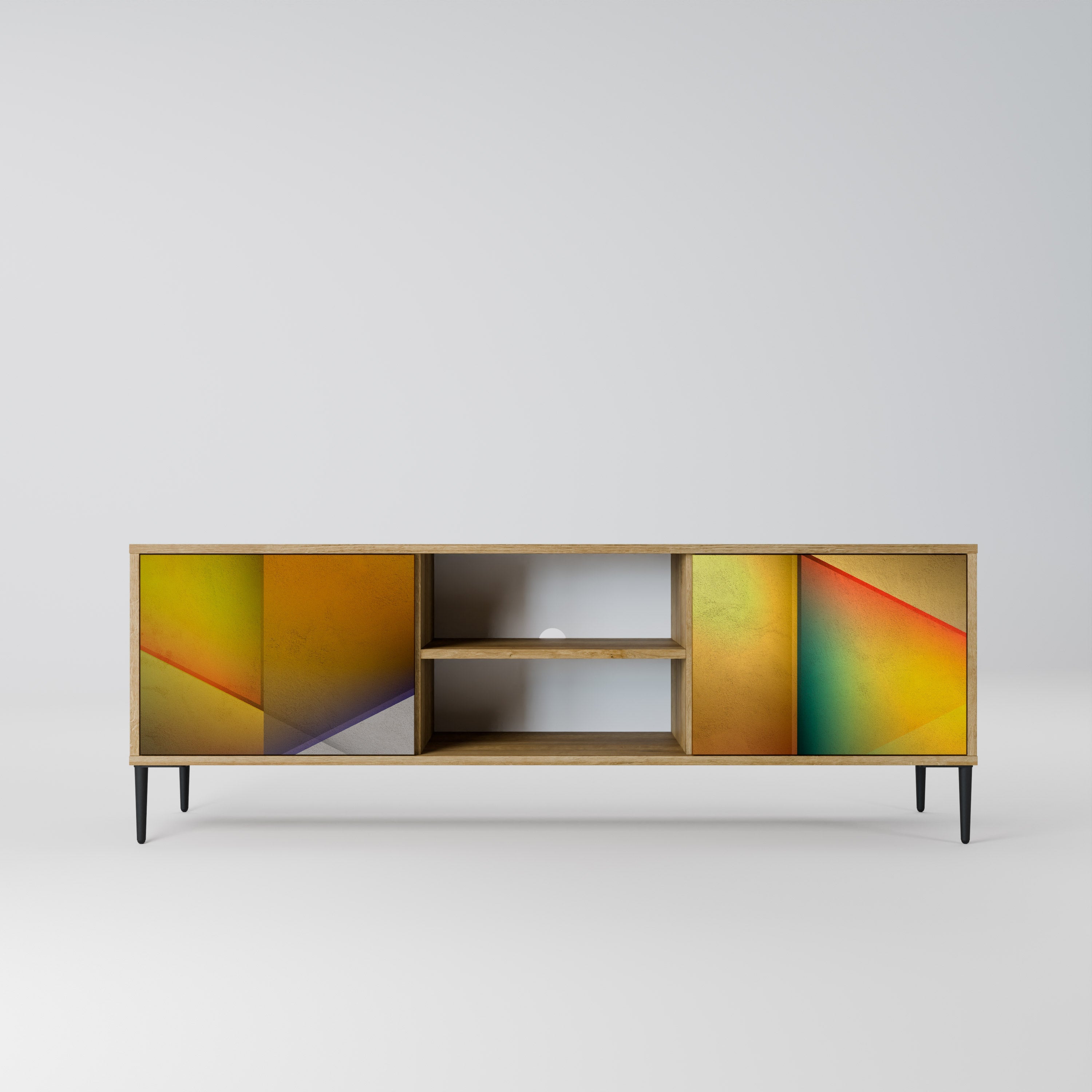 Meuble TV 2 portes PIERCING SHARPNESS effet chêne