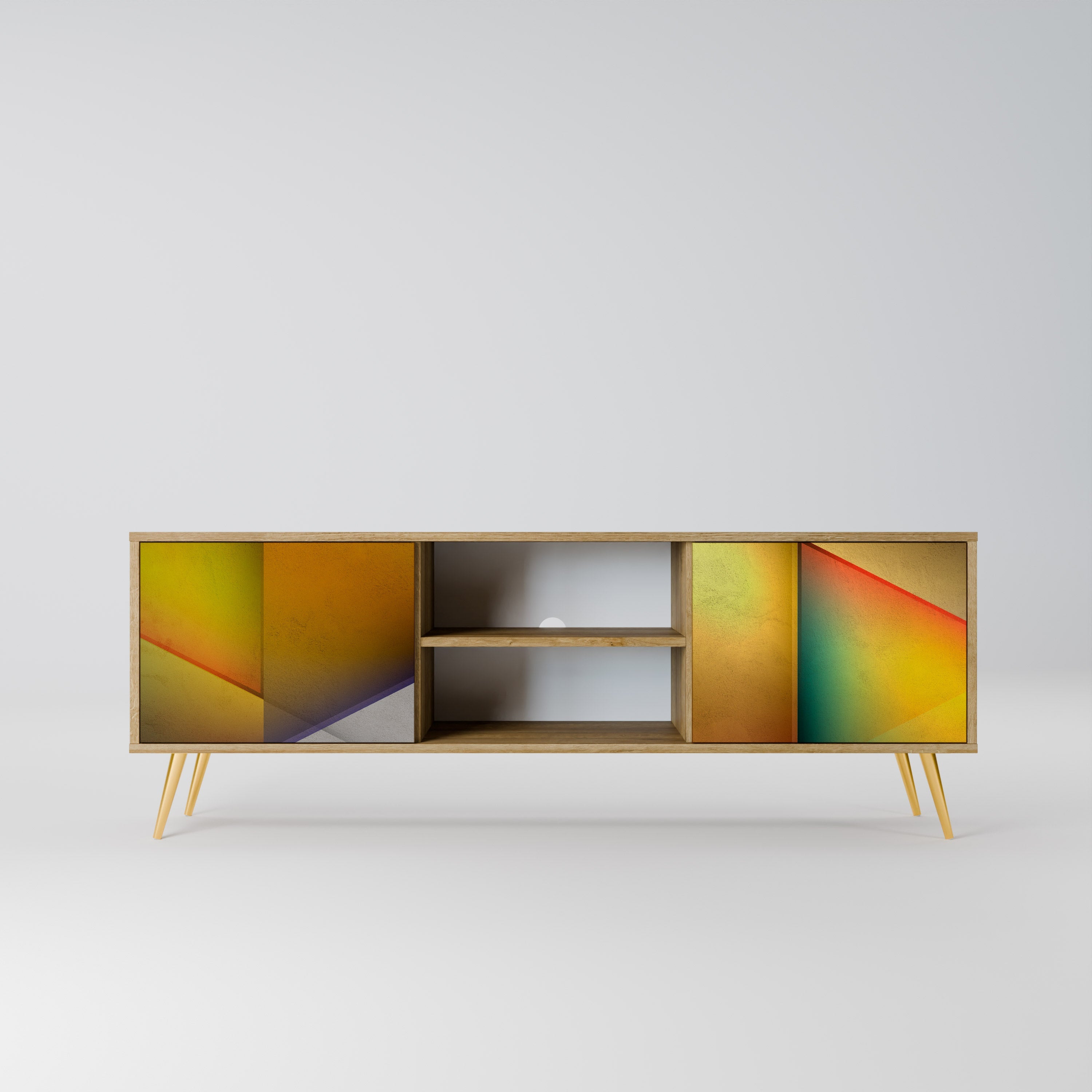 Meuble TV 2 portes PIERCING SHARPNESS effet chêne