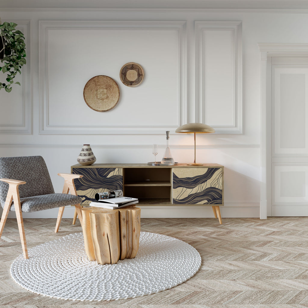 Meuble TV 2 portes UNIFIED FRAGMENTS effet chêne