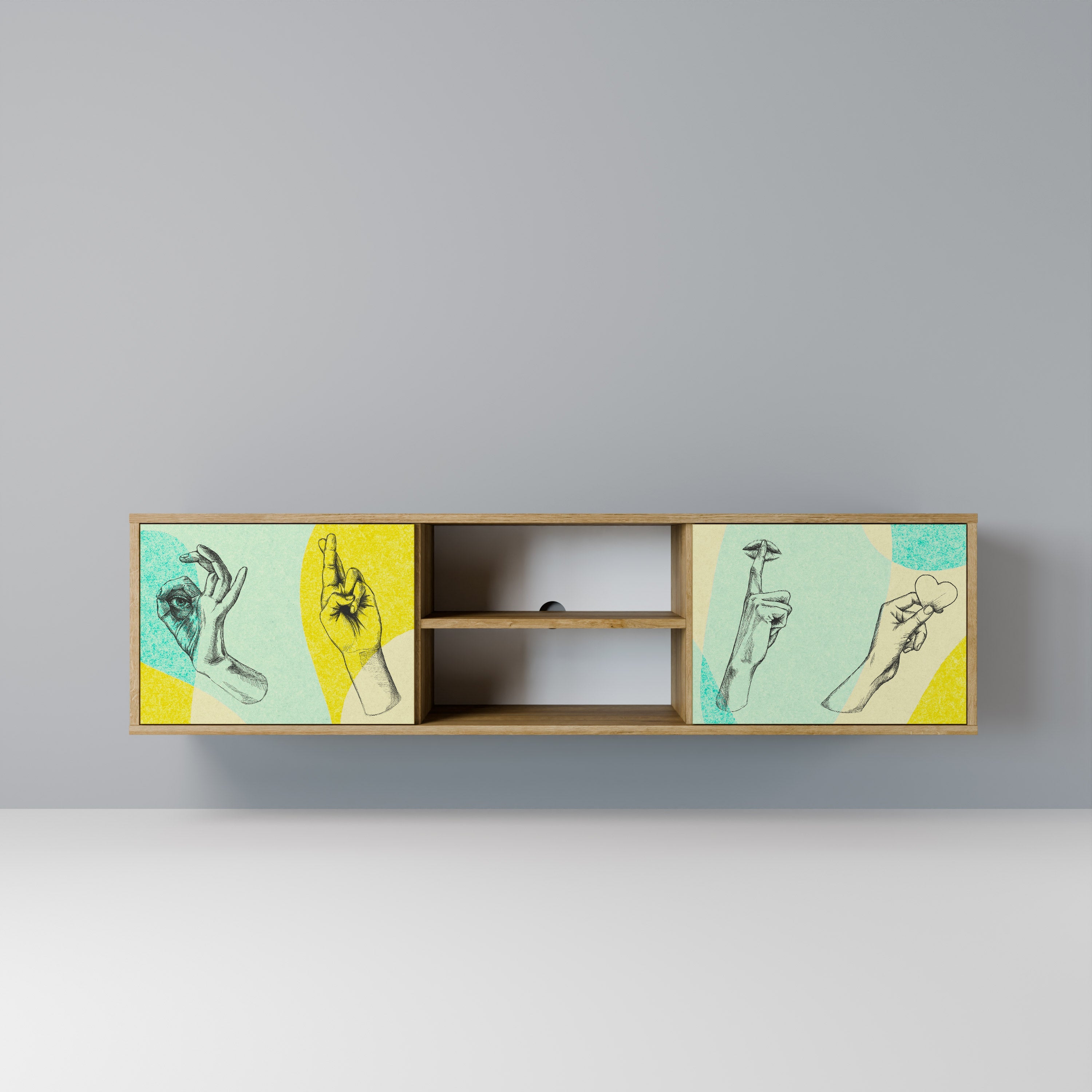 Meuble TV 2 portes BODY LANGUAGE effet chêne