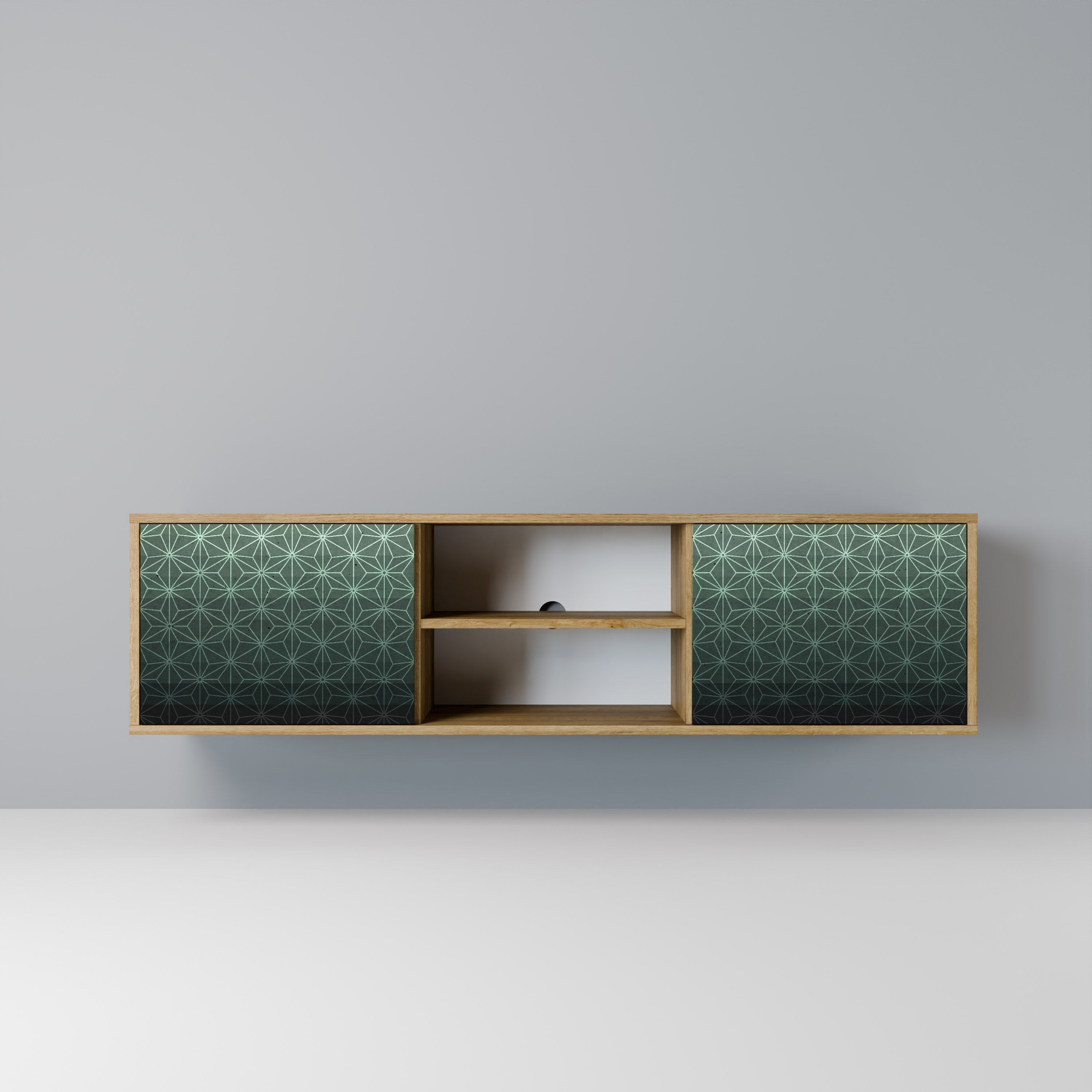 Meuble TV 2 portes ORNAMENTAL GLIMMER effet chêne