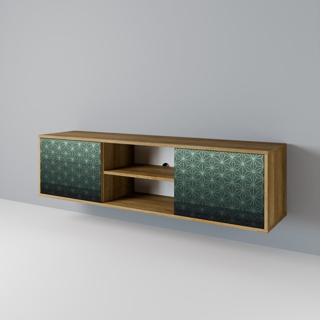 Meuble TV 2 portes ORNAMENTAL GLIMMER effet chêne