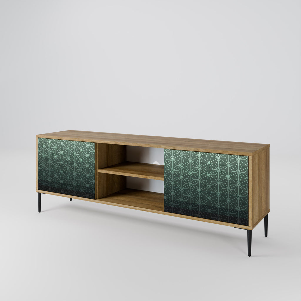 Meuble TV 2 portes ORNAMENTAL GLIMMER effet chêne