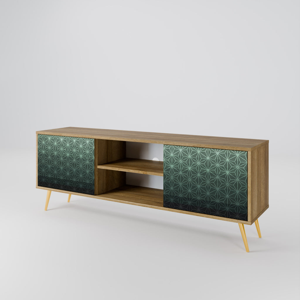 Meuble TV 2 portes ORNAMENTAL GLIMMER effet chêne