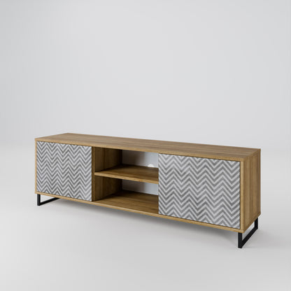CONCRETE ZIG ZAG 2-Door TV Cabinet