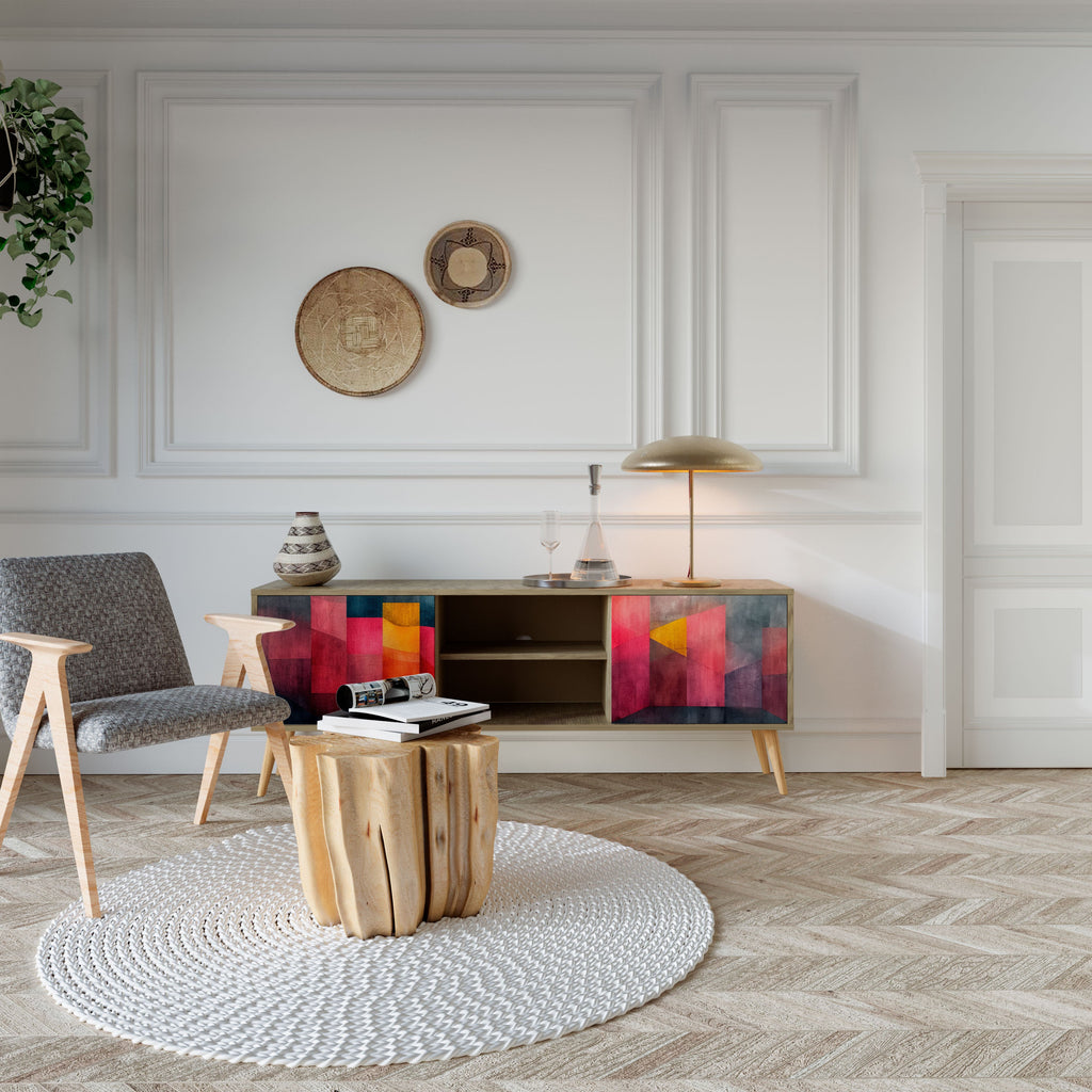 Meuble TV 2 portes COLORFUL SOUNDS effet chêne