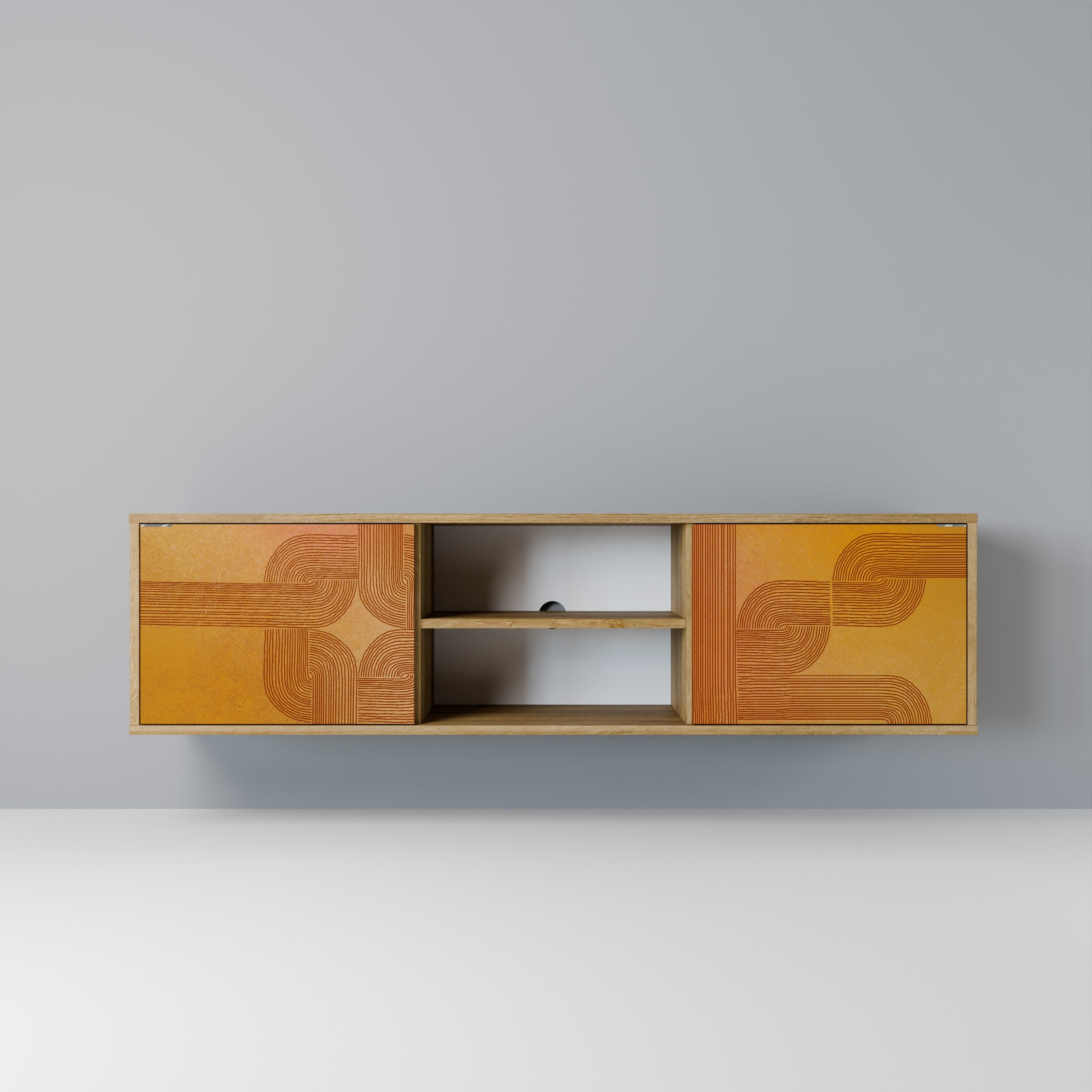 Meuble TV 2 portes effet chêne STRENGTHENING RELATION